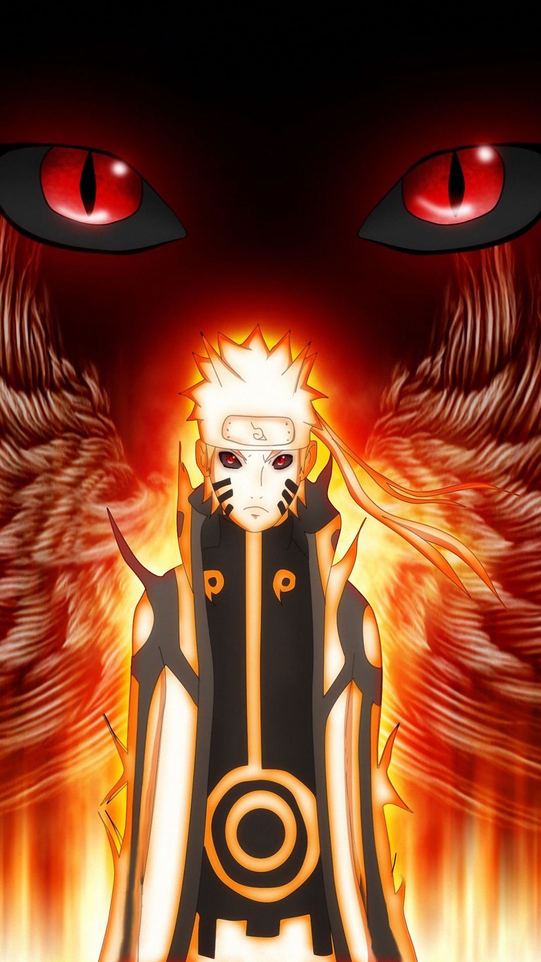 Naruto modalità Kurama fiamme, 1080x1920 Full HD Verticale, Samsung Galaxy