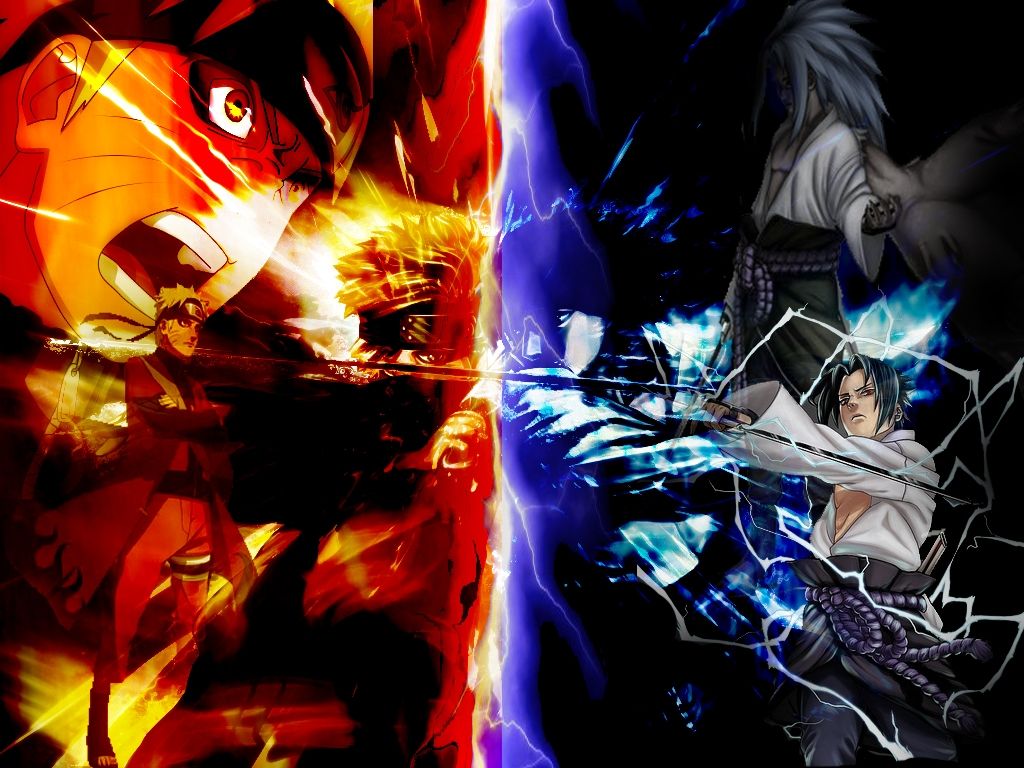 Naruto vs Sasuke, chidori, 1024x768 HD, Desktop