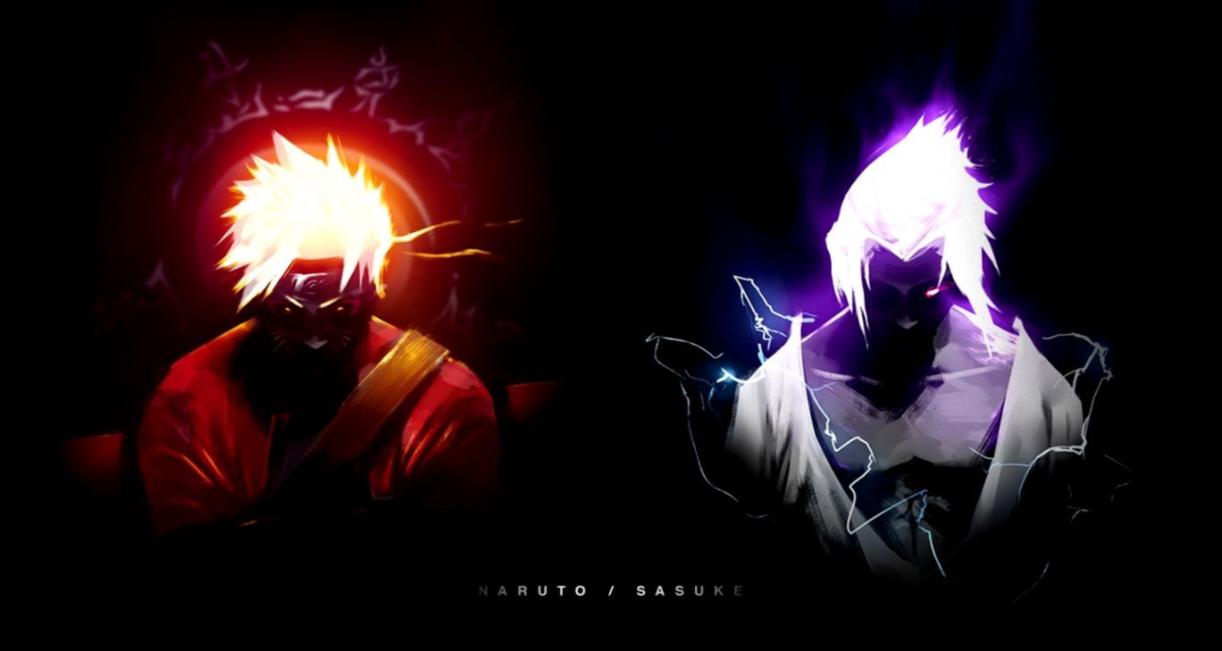 Naruto e Sasuke silhouette, 1368x729 720p, Laptop