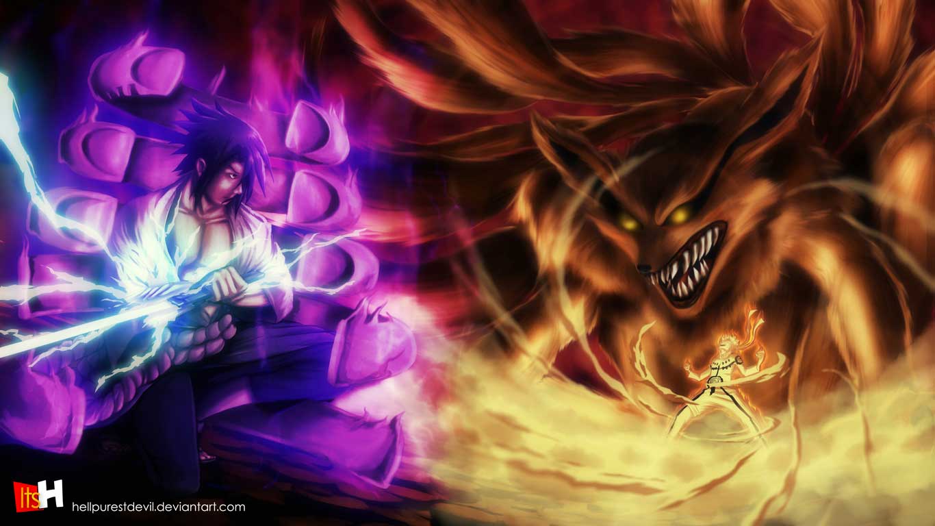 Naruto vs Sasuke battaglia, 1366x768 HD, Desktop