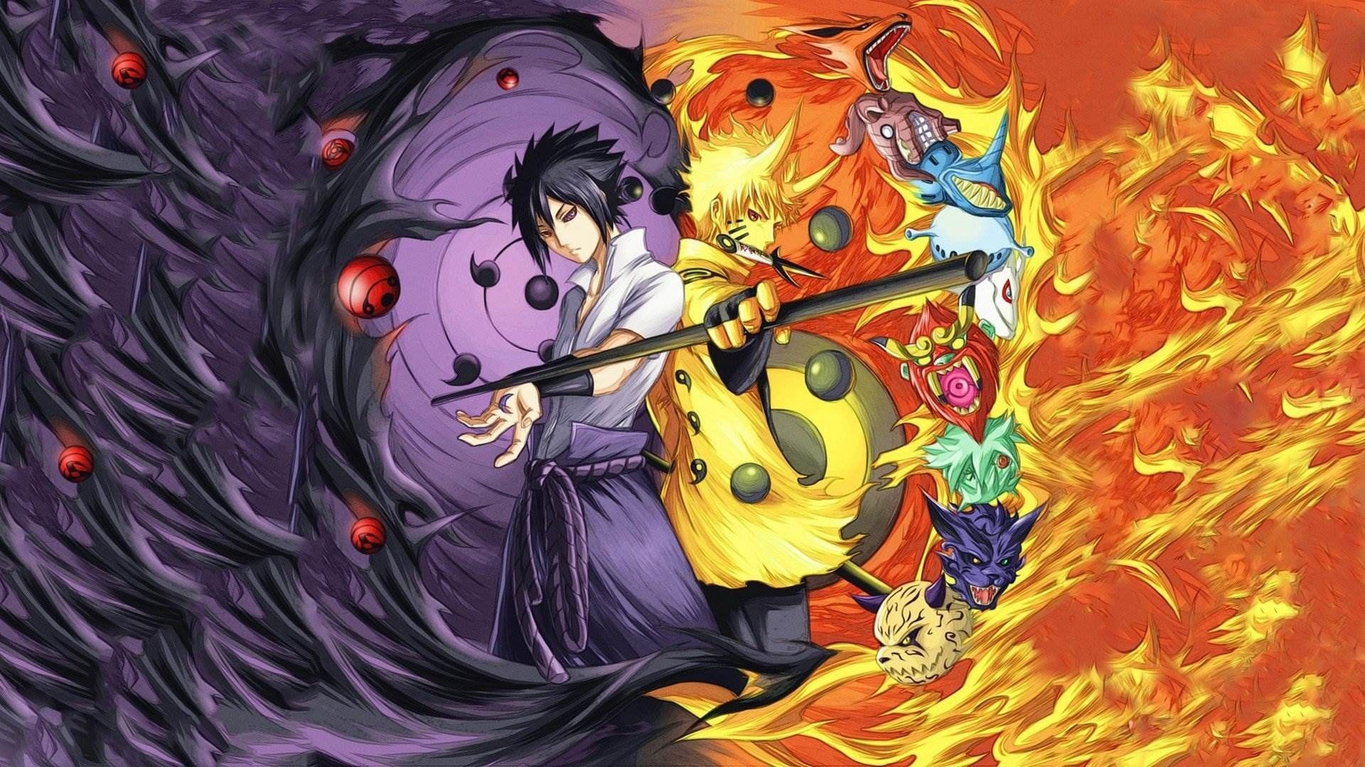 Naruto vs Sasuke yin yang, 1920x1080 Full HD 1080p, Laptop
