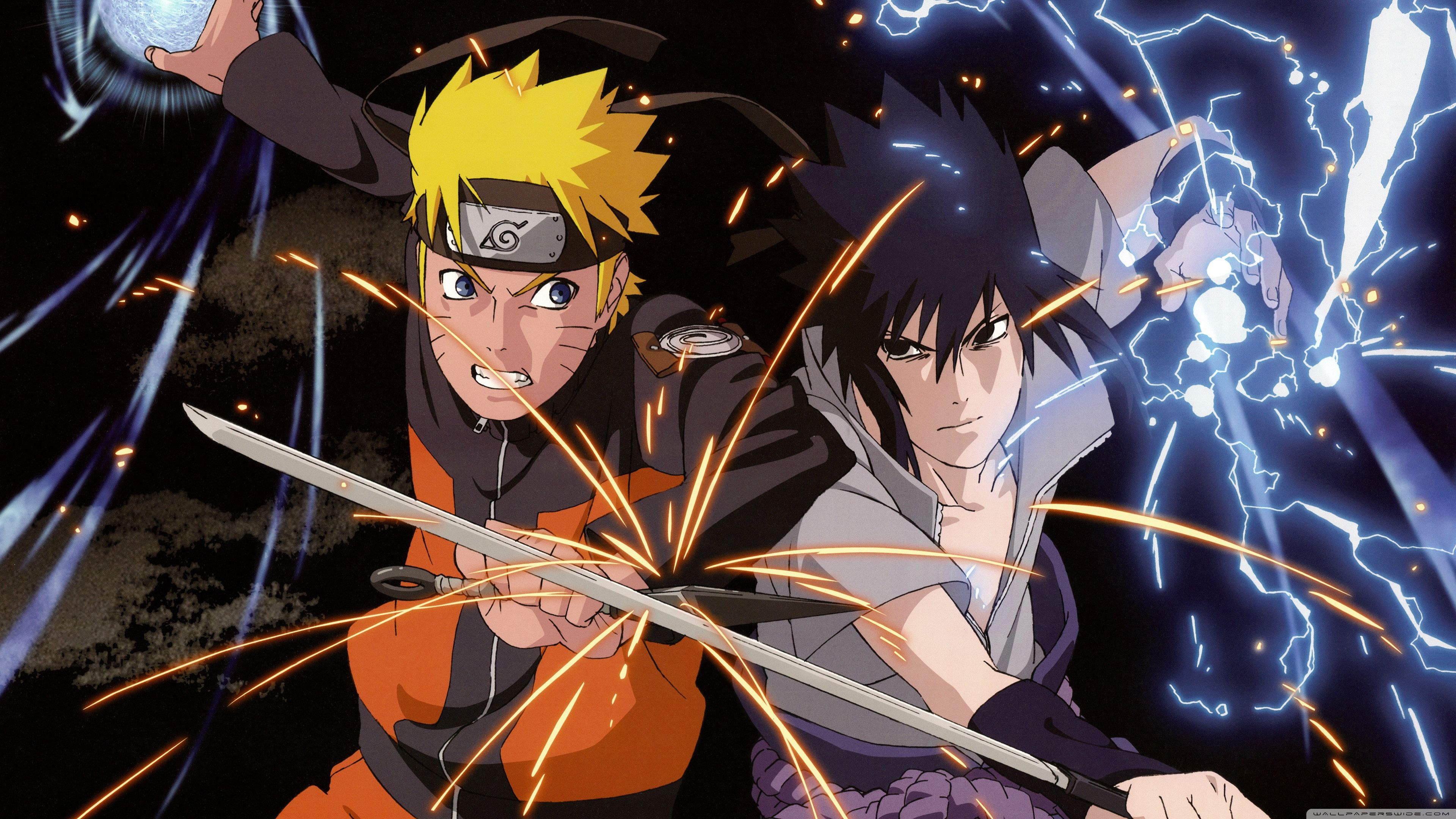 Naruto vs Sasuke battaglia, 3840x2160 4K, Desktop 4K