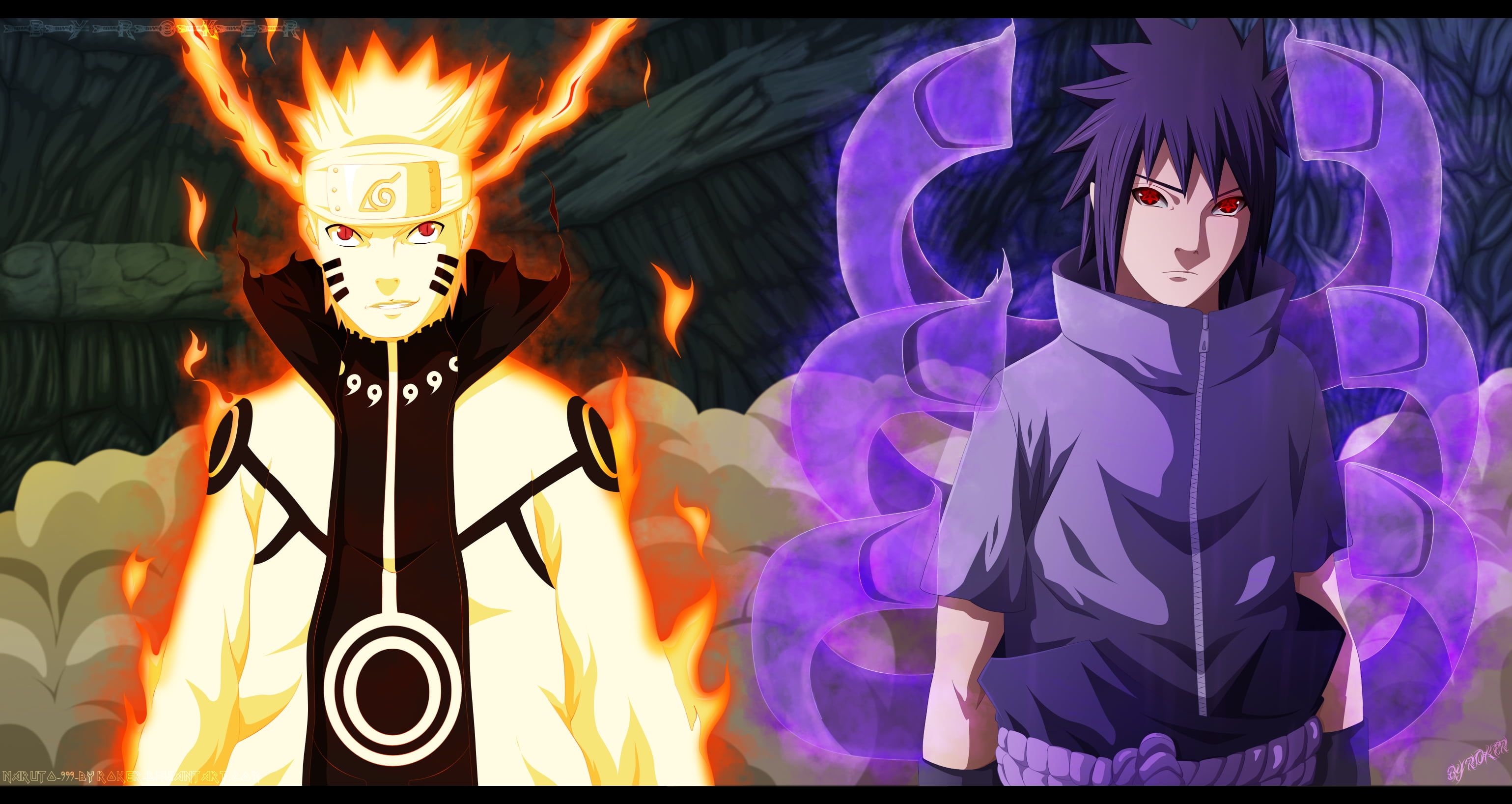 Naruto e Sasuke, Naruto, 3078x1636 2K, Monitor Gaming