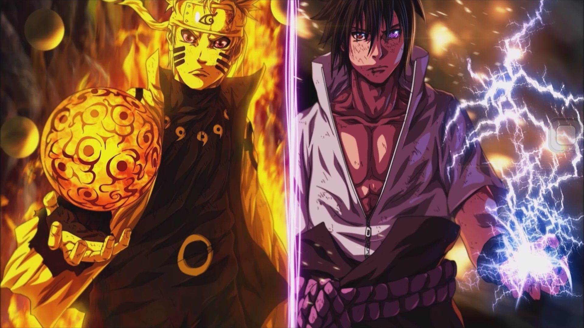 Naruto vs Sasuke, Rasengan e Chidori, 1920x1080 Full HD 1080p, Desktop