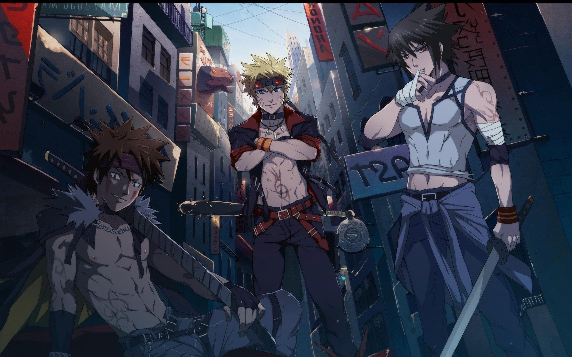 Naruto e Sasuke stile urbano, 1920x1200 Full HD+, Desktop