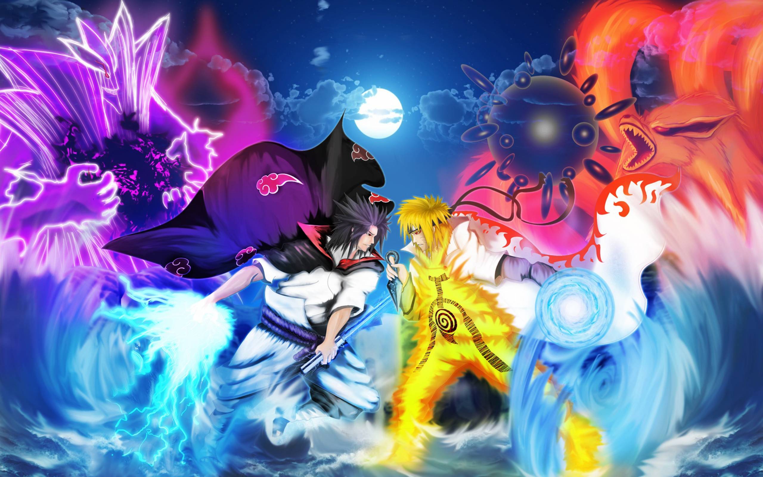 Naruto vs Sasuke, chakra, clan Uchiha, 2560x1600 WQXGA, Desktop