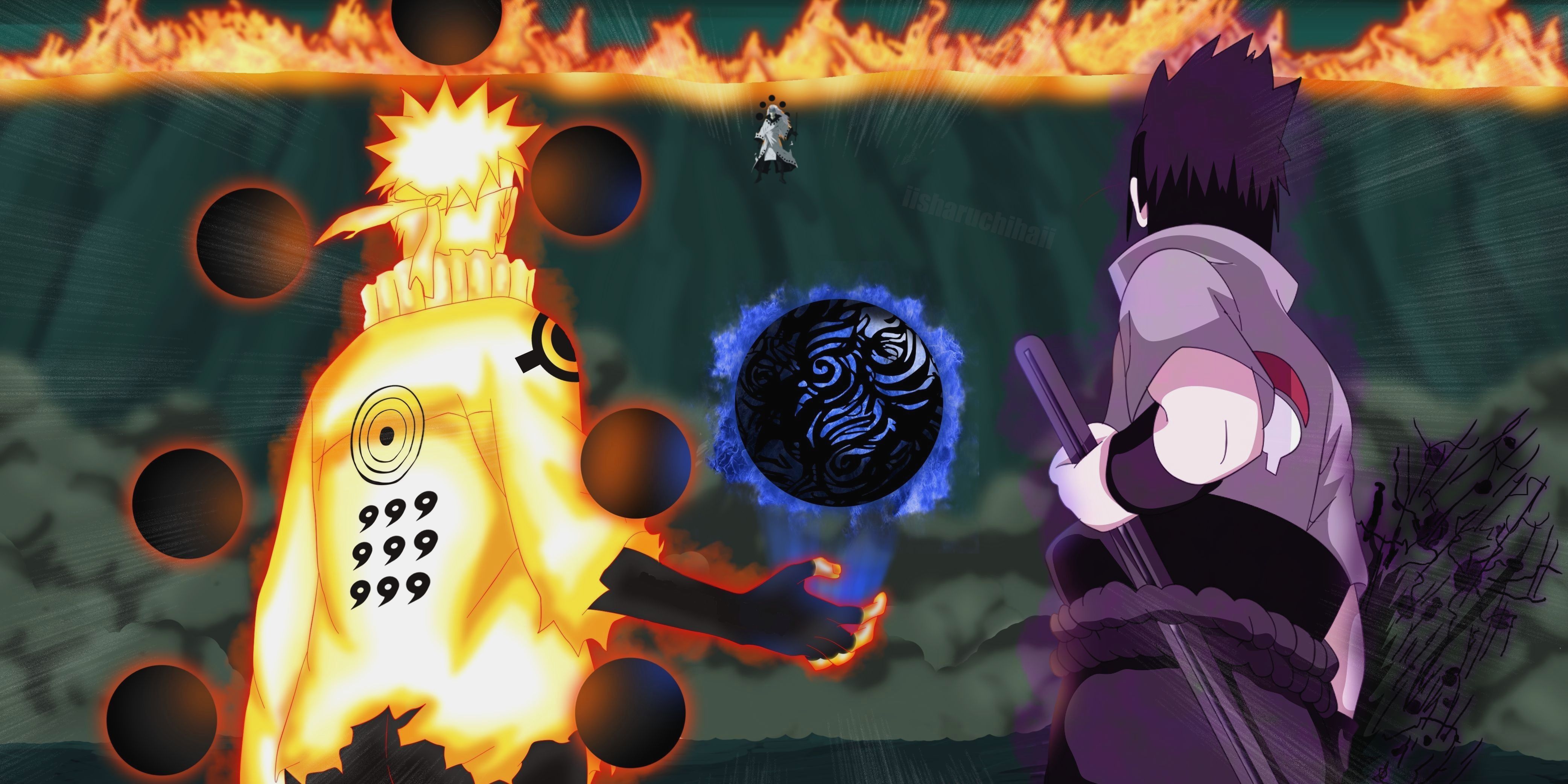 Naruto vs Sasuke battaglia, 4167x2085 UHD, PC 4K
