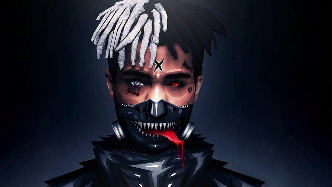 XXXTentacion illustrazione con maschera, rapper, 1280x720 HD, Desktop