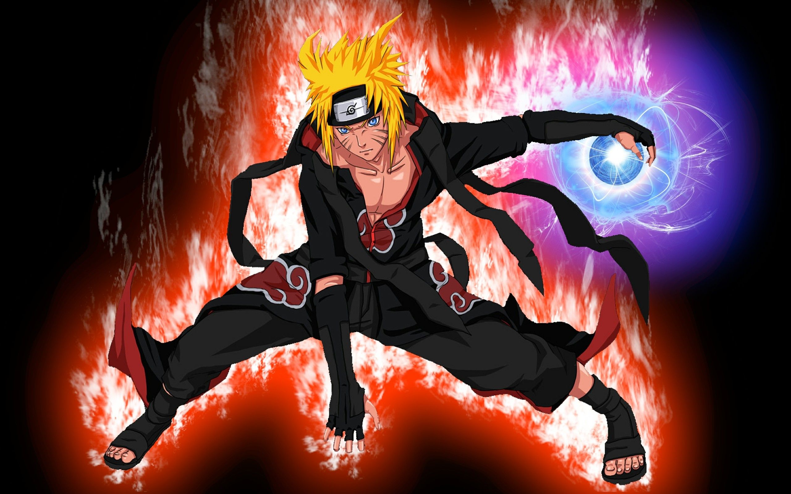 Naruto Akatsuki Rasengan fiamme, sfondo 2560x1600 2K, Desktop