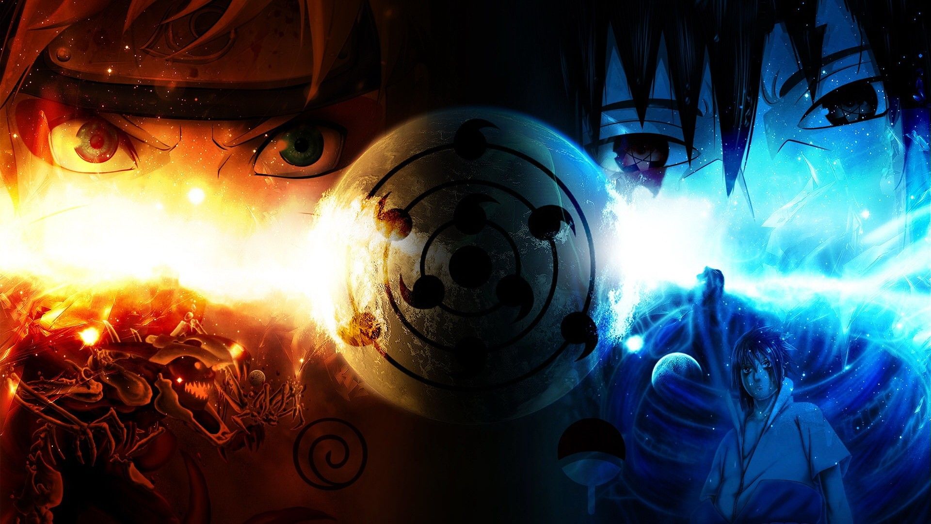 Naruto e Sasuke occhi sharingan, sfondo 1920x1080 Full HD 1080p, Desktop