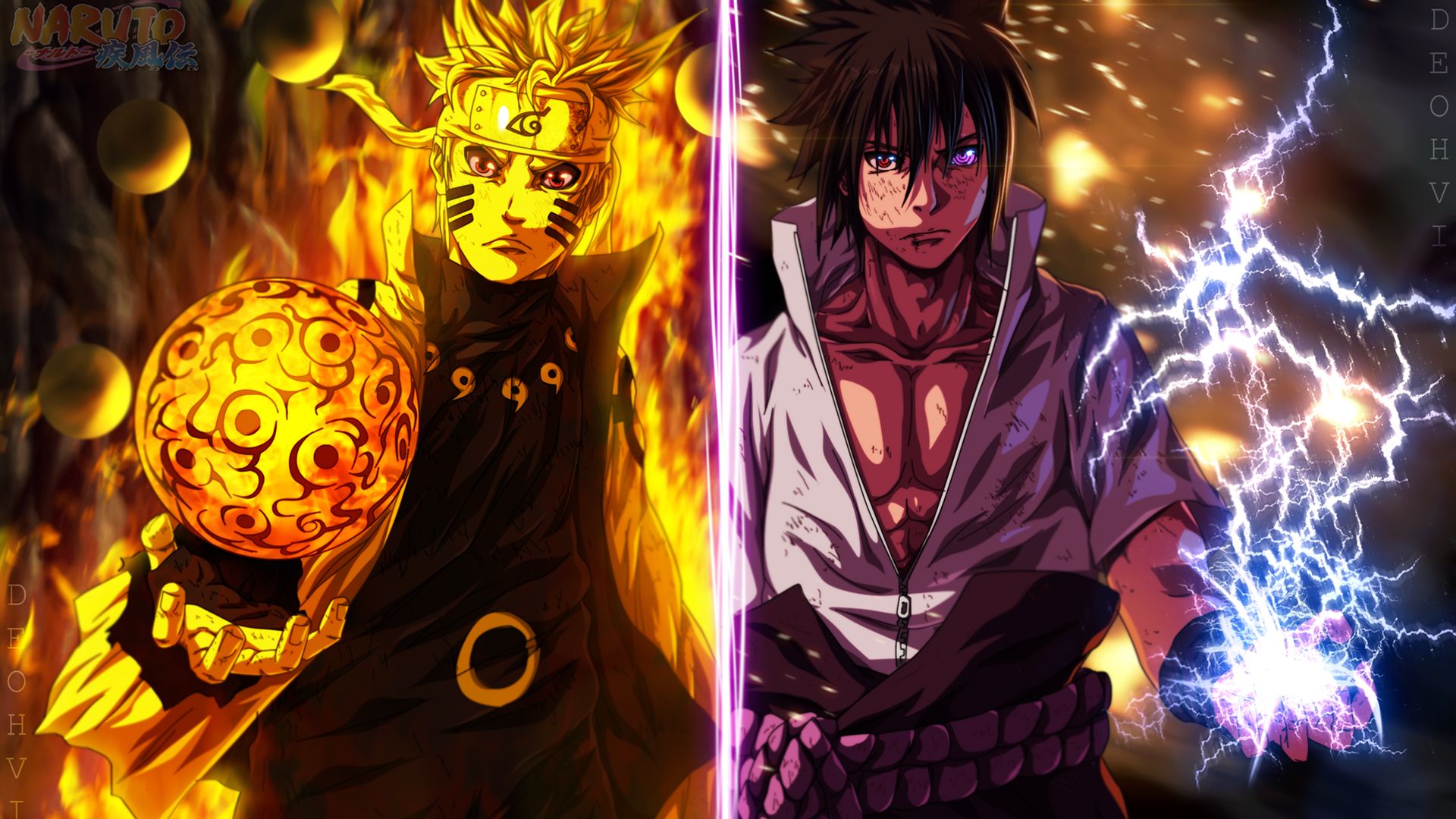 Naruto e Sasuke modalità potenziata, 1920x1080 Full HD, PC Desktop