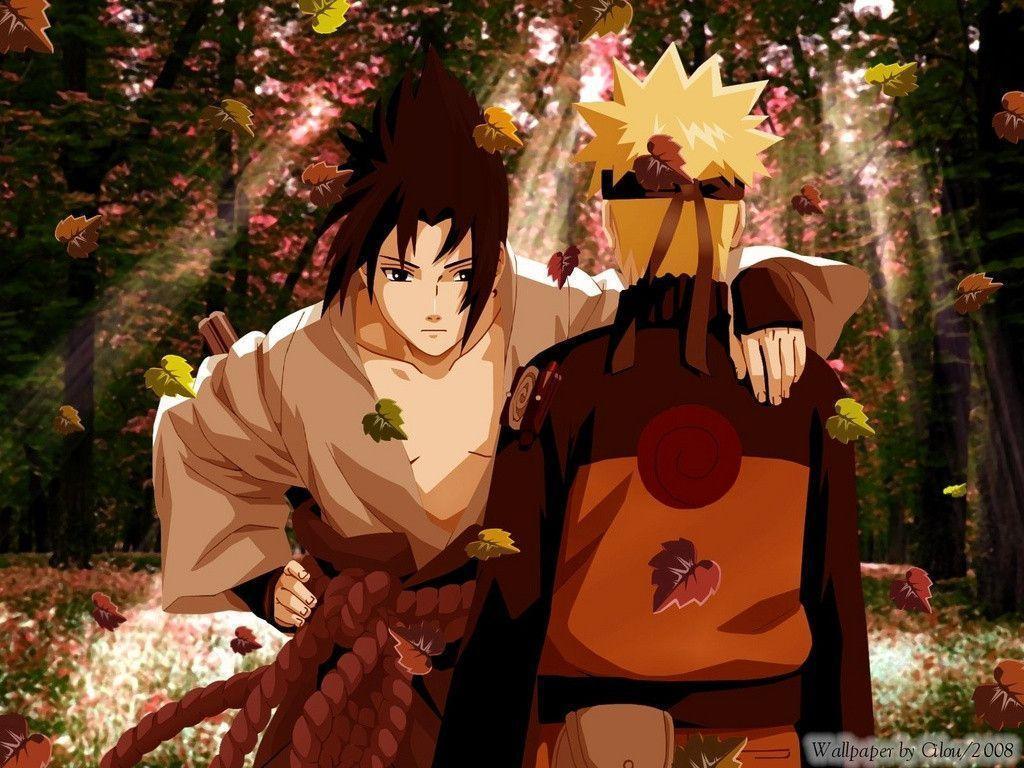 Naruto e Sasuke foresta autunnale, sfondi 1024x768 HD, PC Desktop
