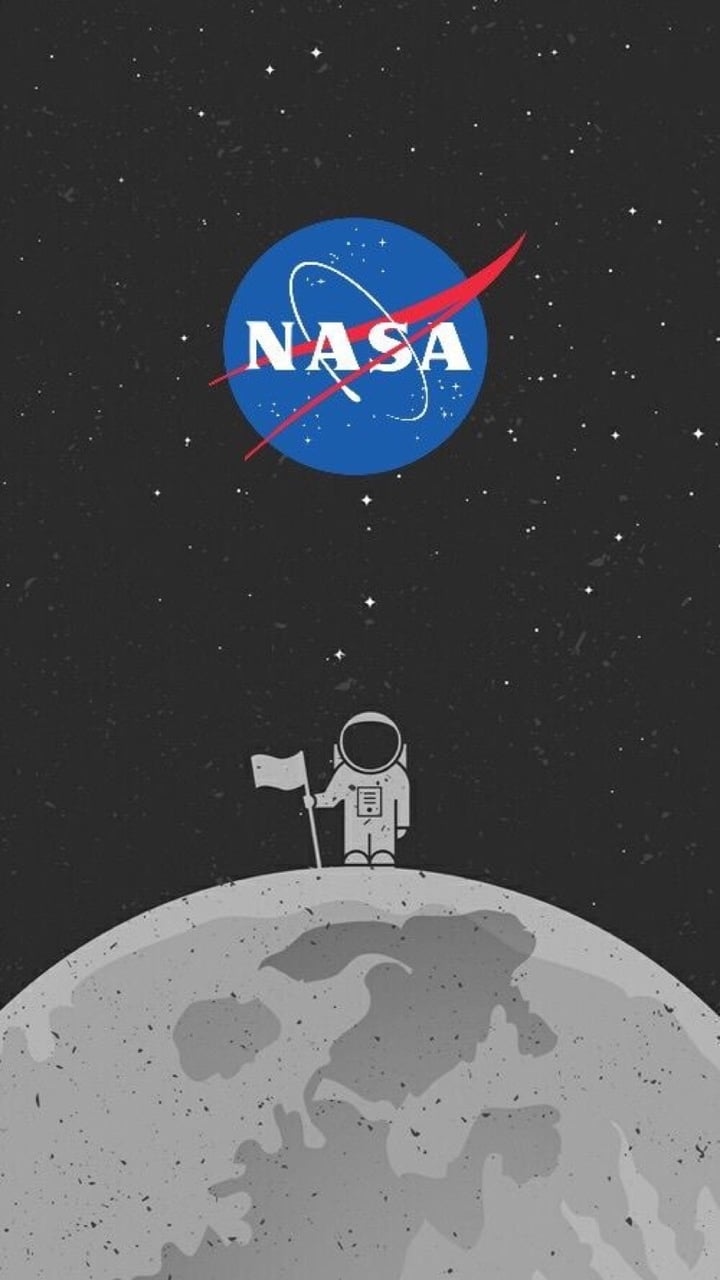 Astronauta sulla Luna logo NASA, 720x1280 Full HD Verticale, iPhone