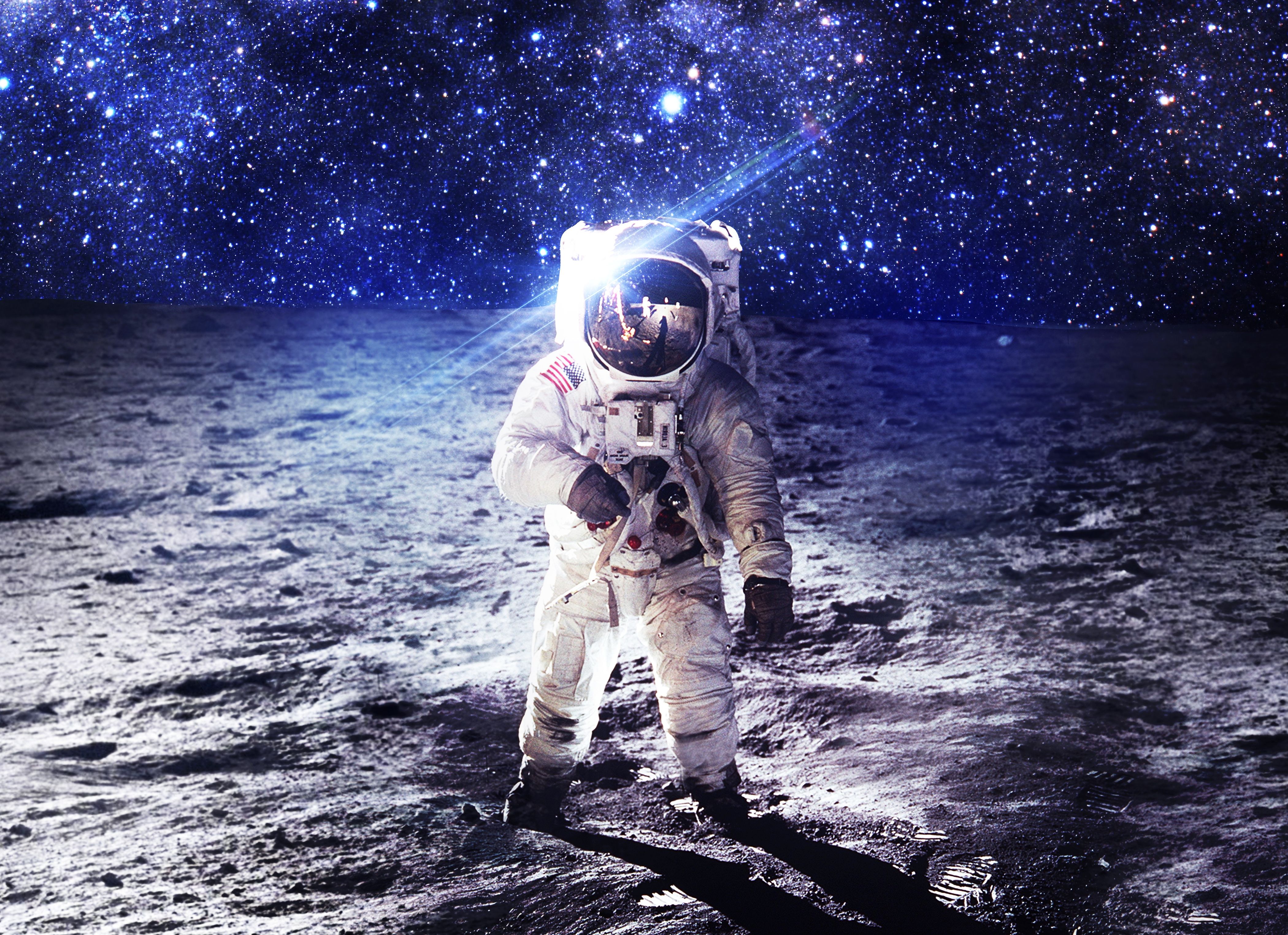 Astronauta sulla Luna, stelle, 4200x3050 UHD, Monitor 4K