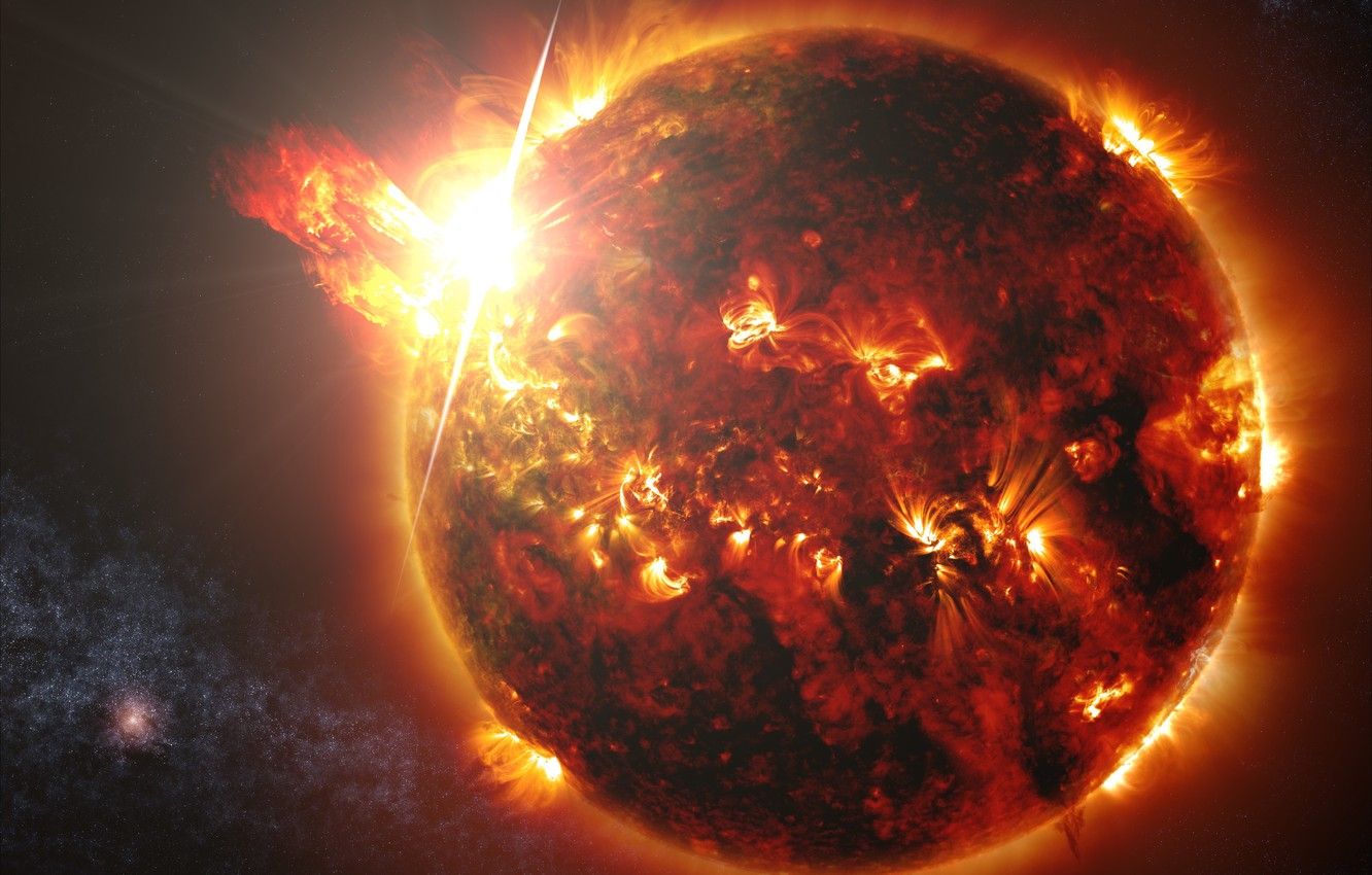 Sole con brillamento solare, 1332x850 HD, Desktop