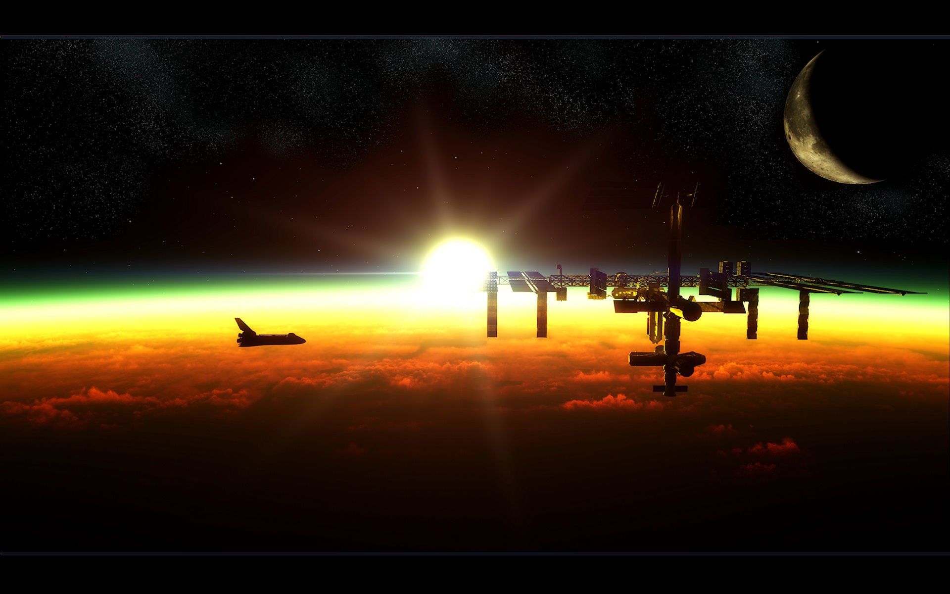 Stazione spaziale e navetta orbitante, 1920x1200 Full HD+, Desktop