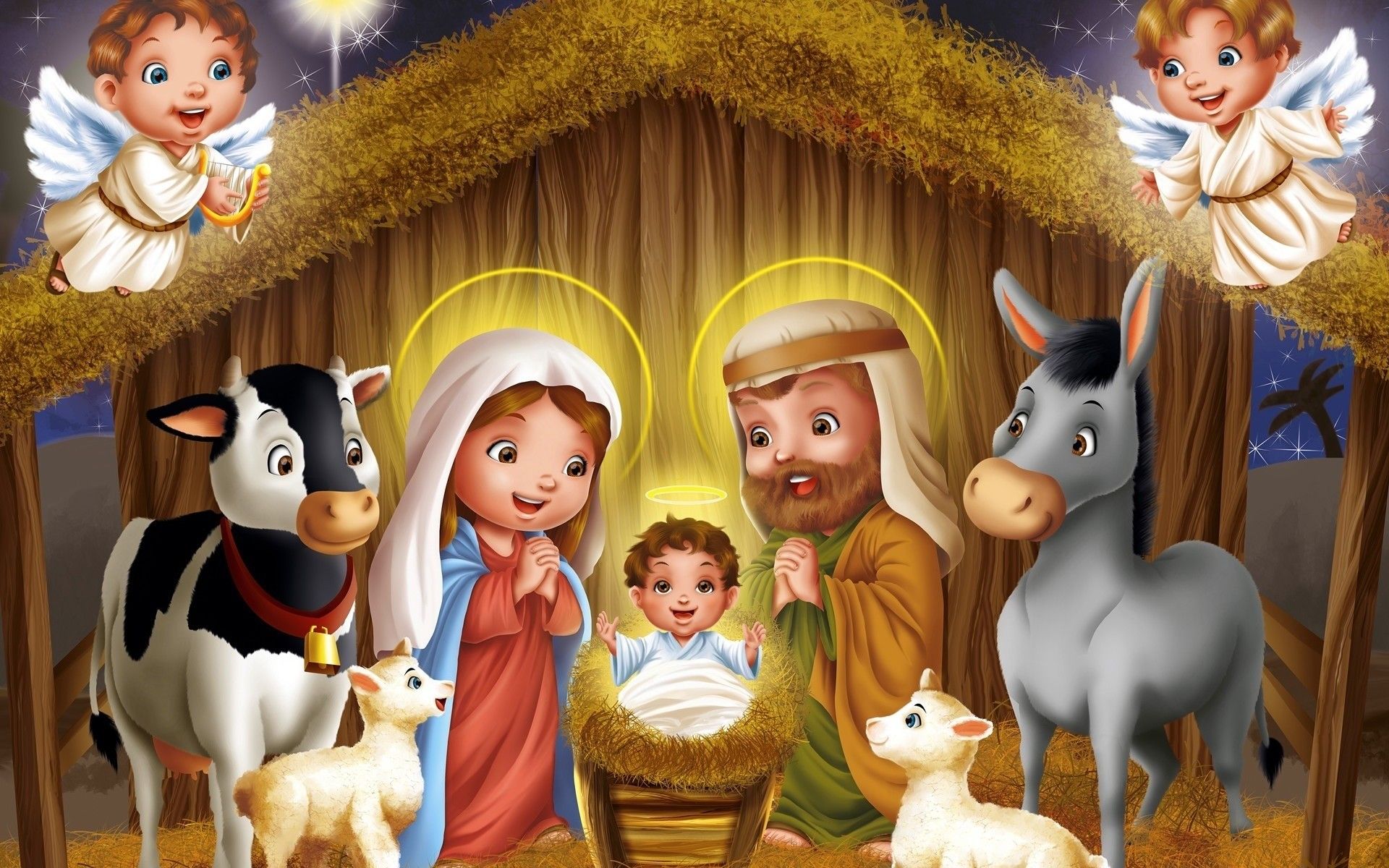 Presepe natività cartone animato, 1920x1200 WUXGA, PC