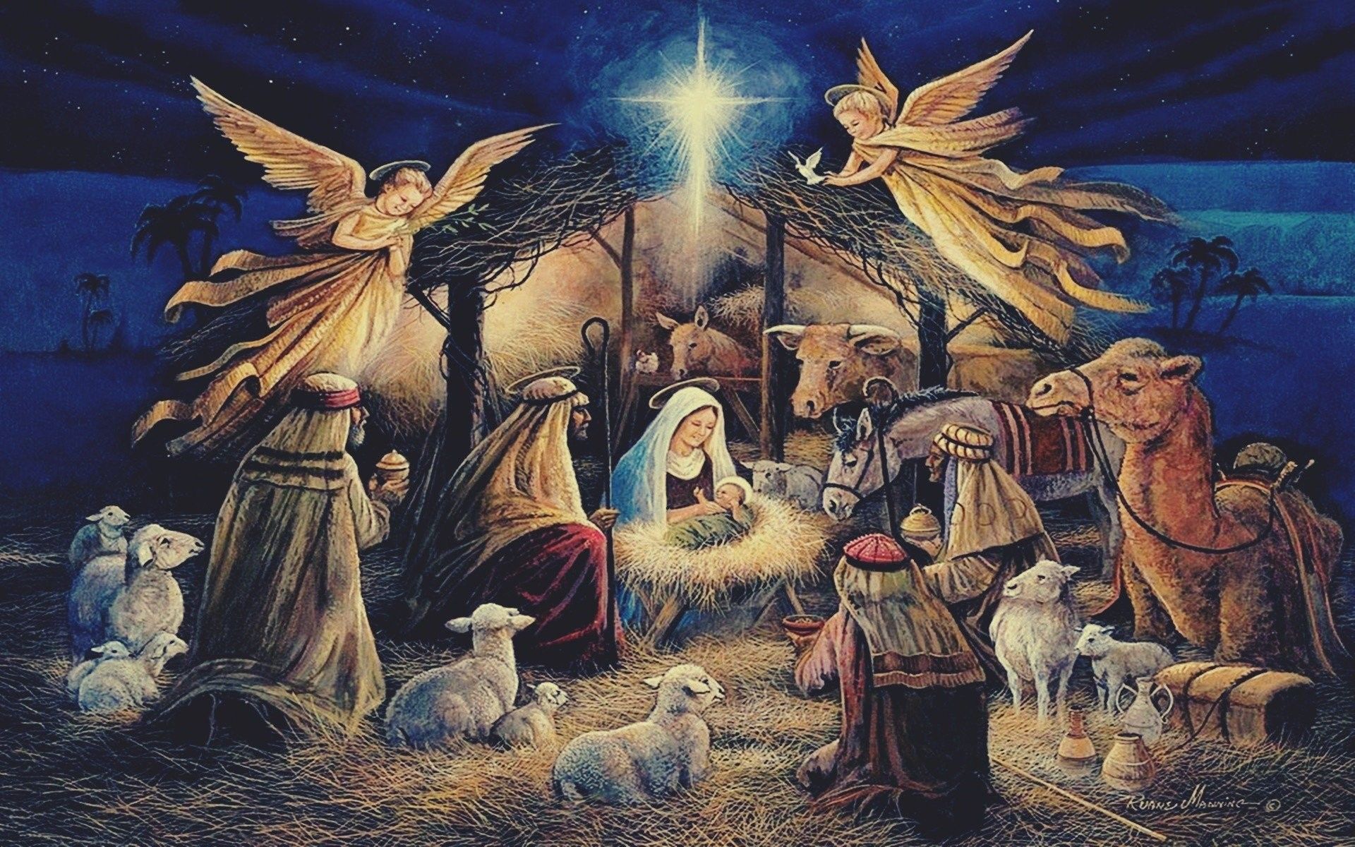 Natività con angeli e pastori, 1920x1200 Full HD+ WUXGA, PC