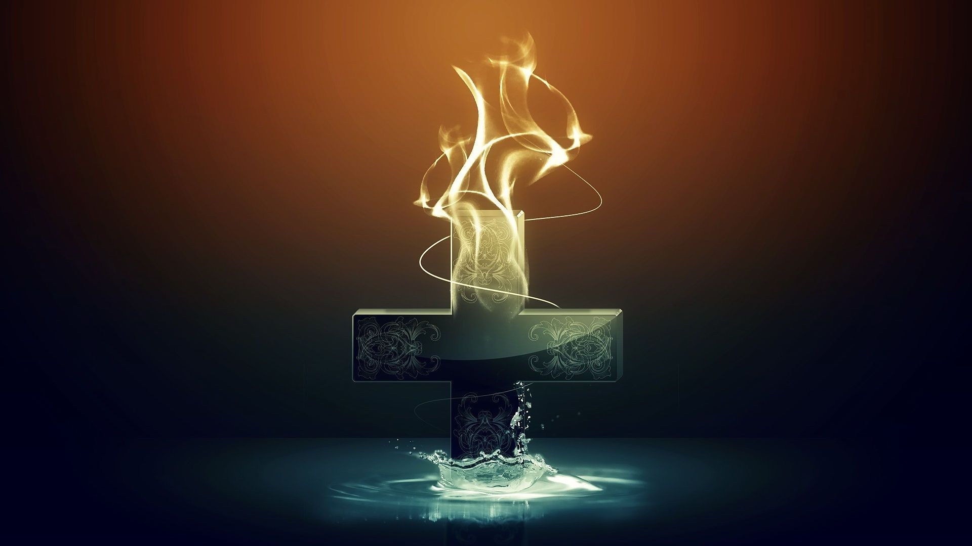 Croce con luce e acqua, 1920x1080 Full HD, Desktop