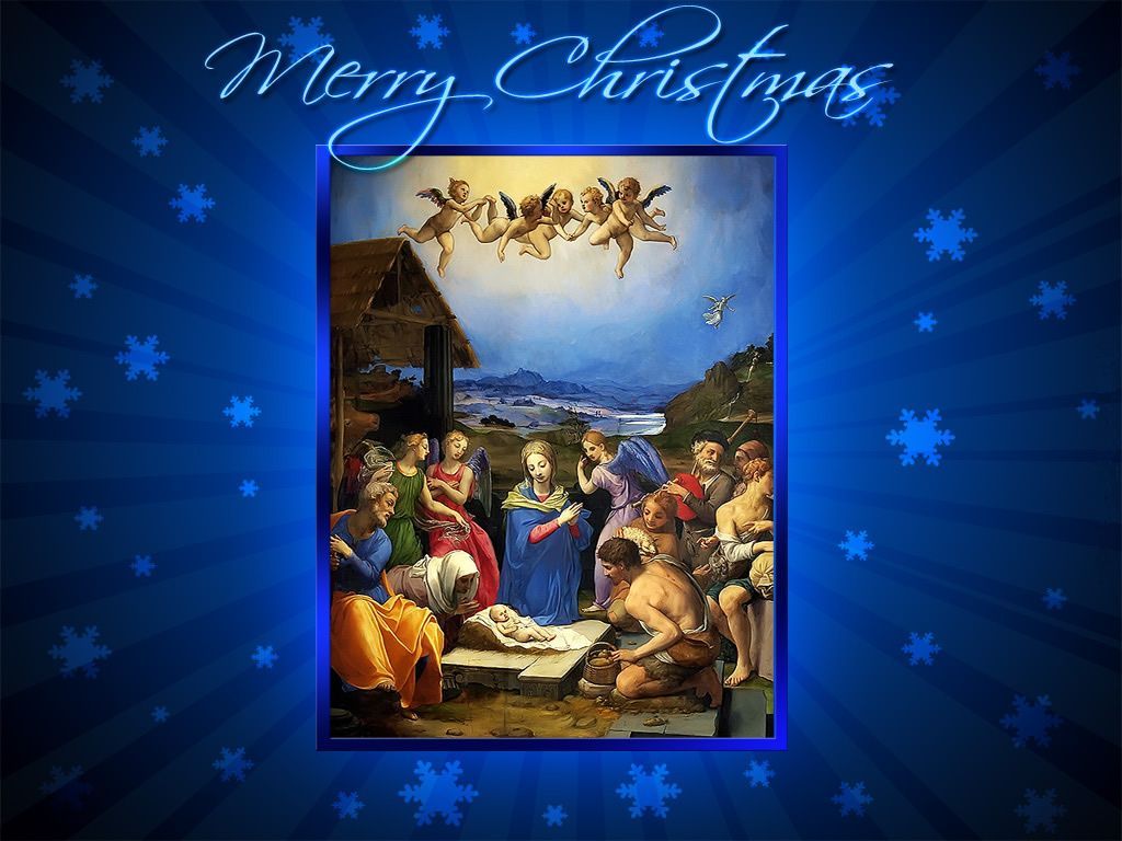 Natività dipinto blu natalizio, 1024x768 HD, Desktop