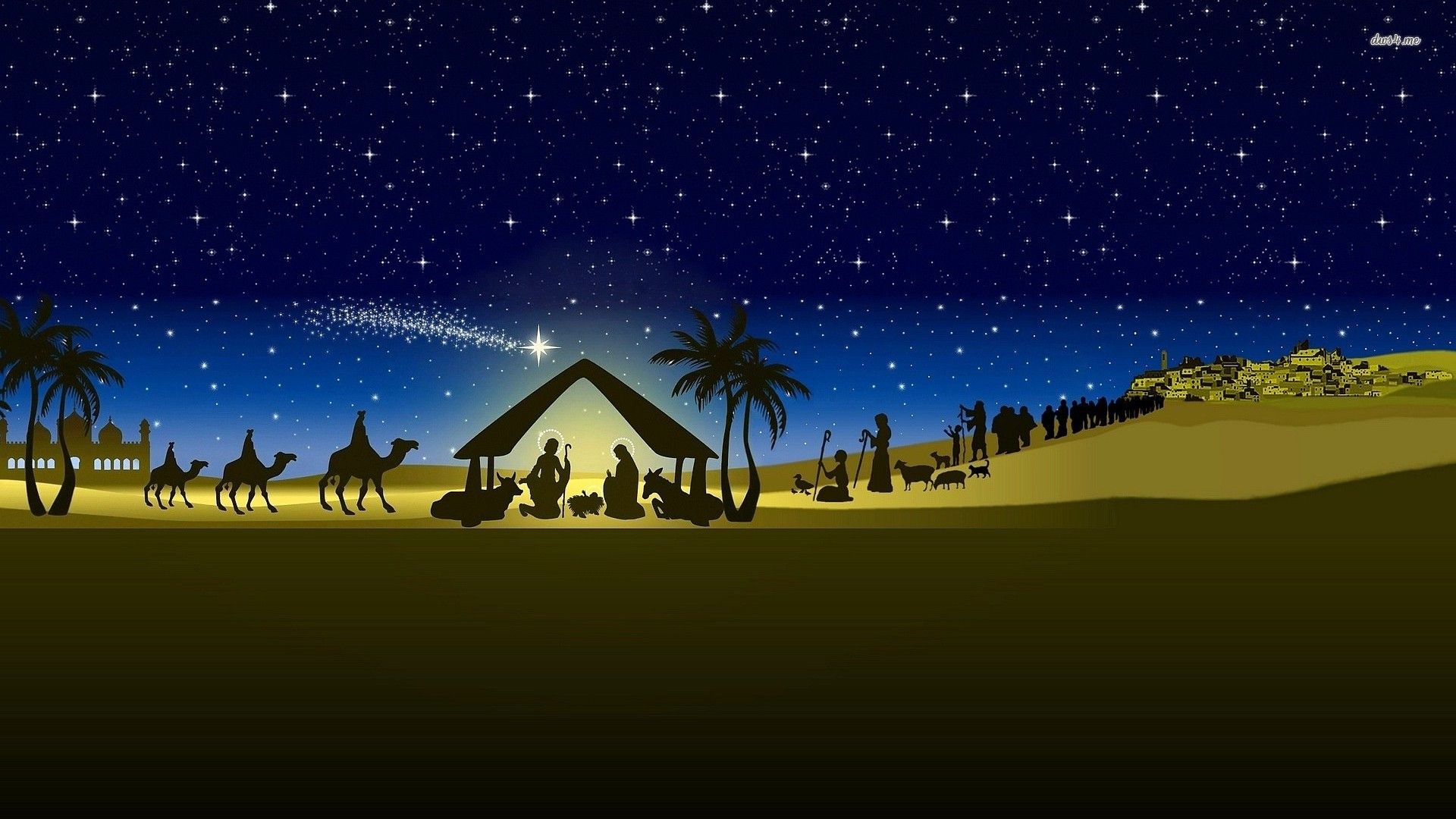 Natività con stella cometa notturna, 1024x768 HD, Desktop