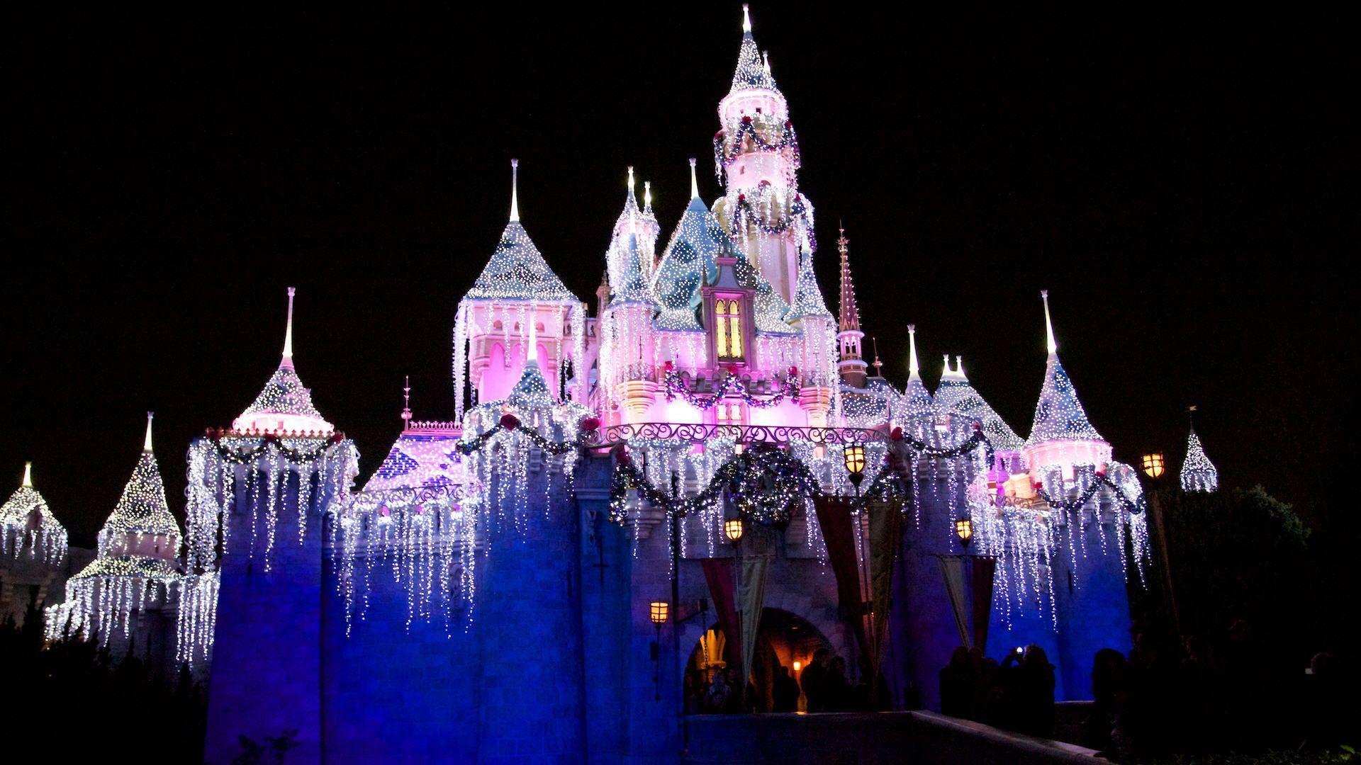 Castello Disney illuminato natalizio, 1920x1080 Full HD 1080p, Desktop