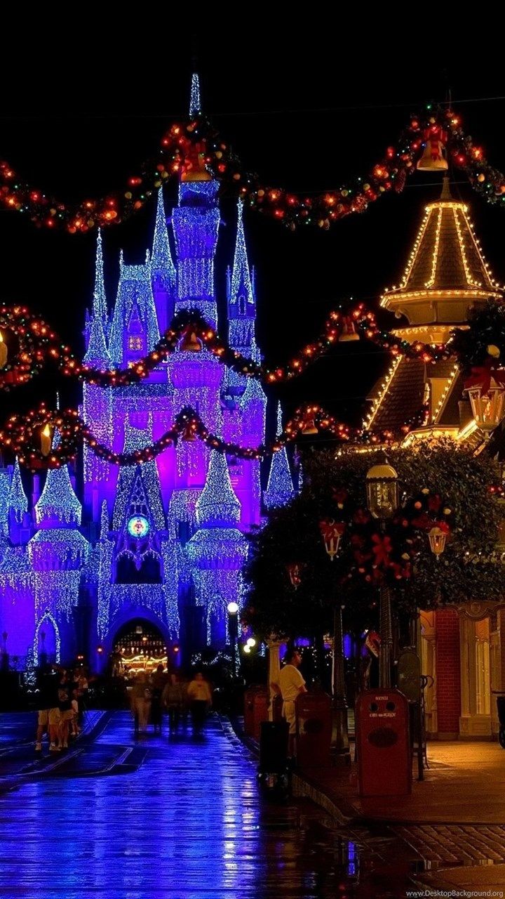Castello Disney World Natale notte, 720x1280 Full HD Verticale, iPhone