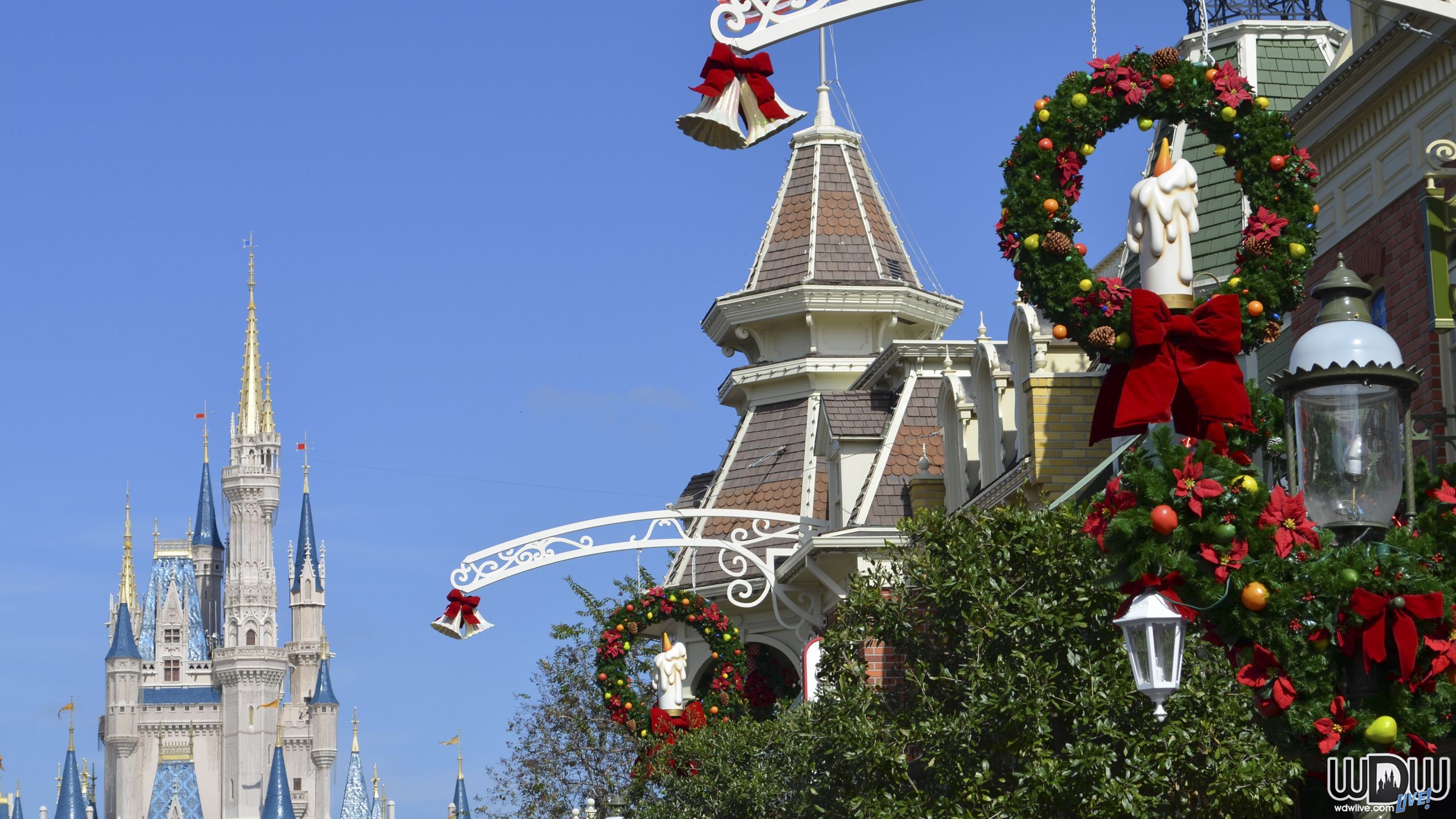 Castello Disney decorato Natale, 2560x1440 2K QHD, PC
