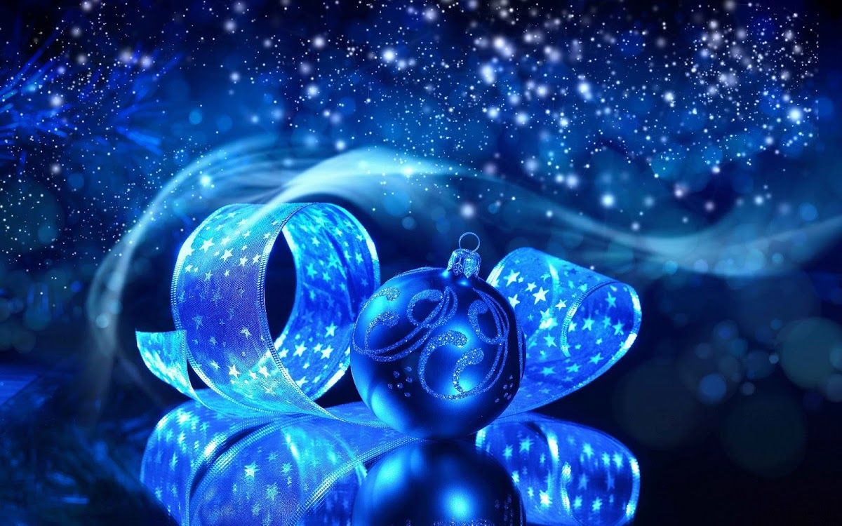 Nastro e palla di Natale blu, 1200x750 HD, Laptop