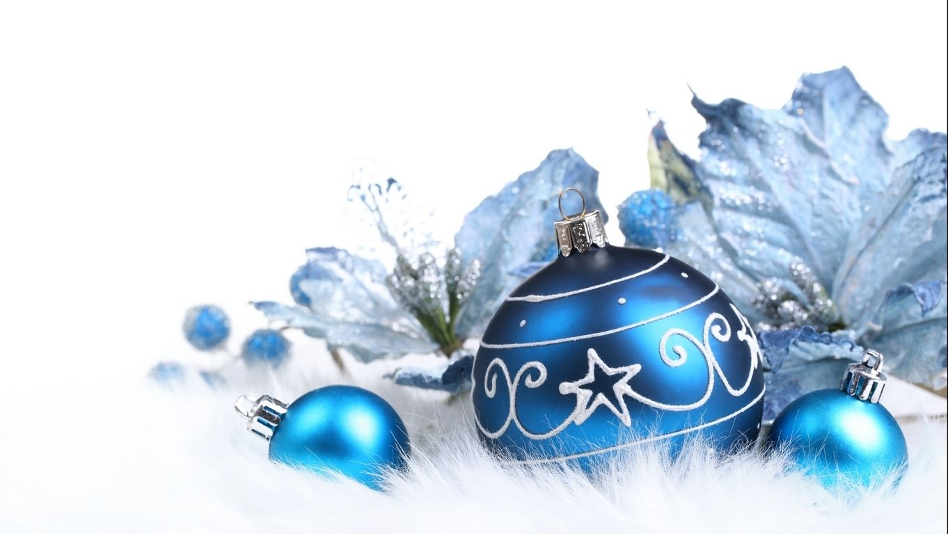 Palline natalizie blu decorate, 1362x768 720p, PC
