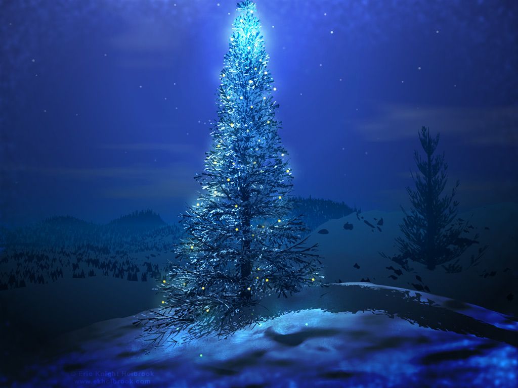 Albero di Natale blu luminoso, 1024x768 HD, Desktop