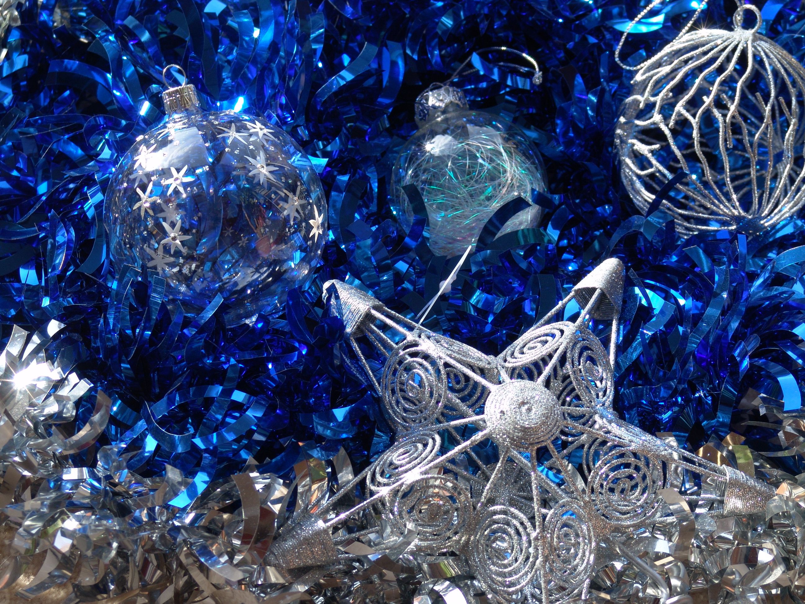 Palline di Natale blu e argento, 2592x1944 WQXGA, Desktop