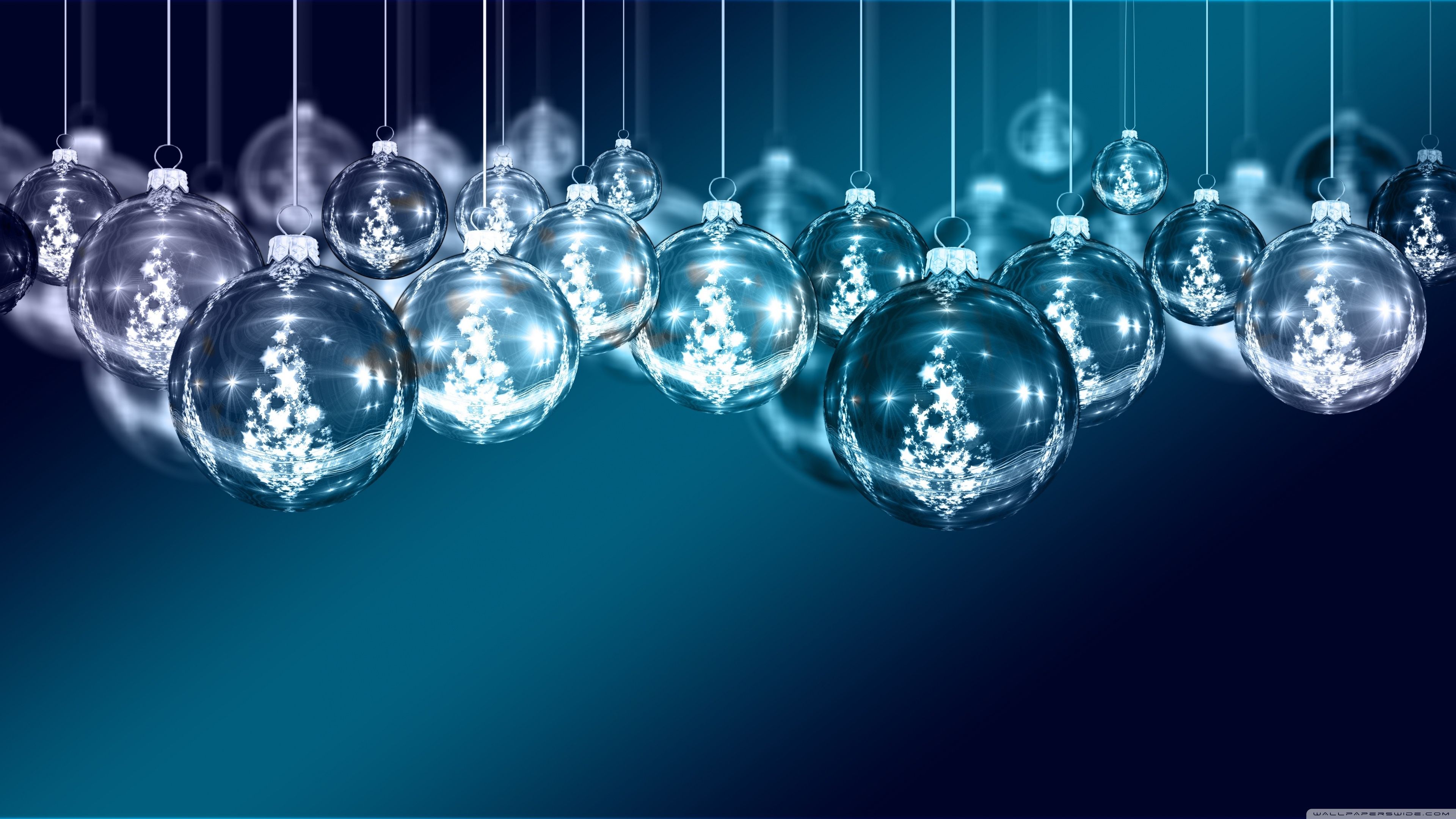 Palline di Natale blu trasparenti, 3840x2160 4K Ultra HD, Monitor 4K