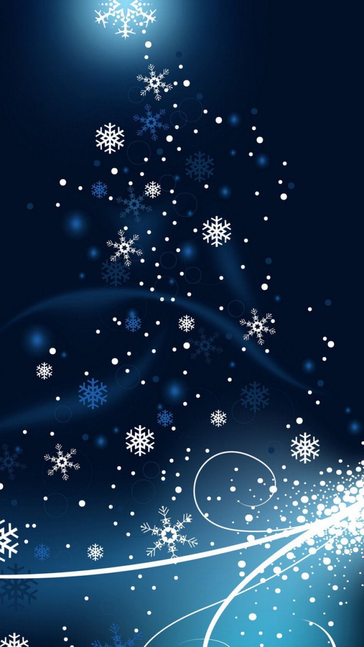Albero di Natale fiocchi neve blu, 750x1334 Full HD Verticale, Smartphone