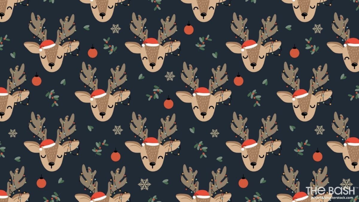 Renne natalizie con cappelli rossi, 1200x675 HD, Desktop