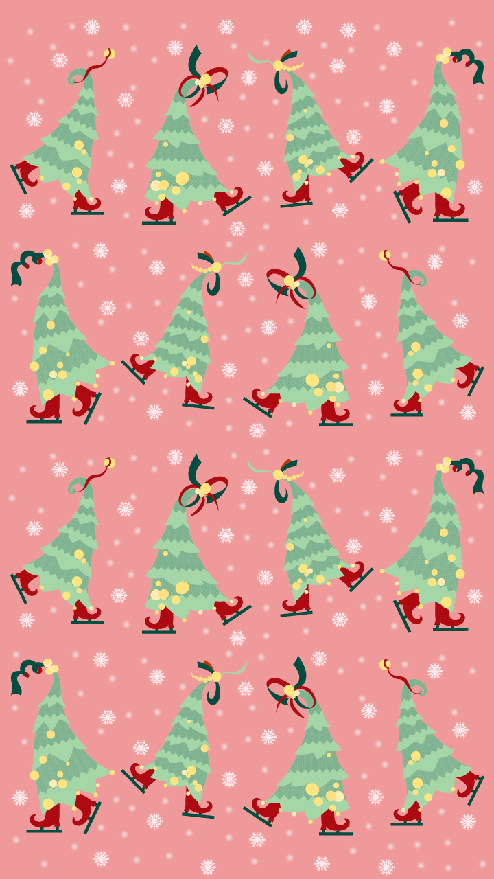 Alberi di Natale pattinatori rosa, 720x1280 Full HD Verticale, Smartphone