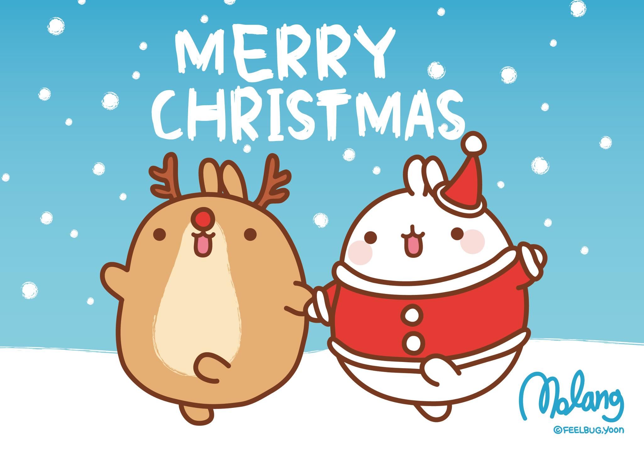 Molang renna e coniglio natalizio, 2048x1468 Hi-Res, PC