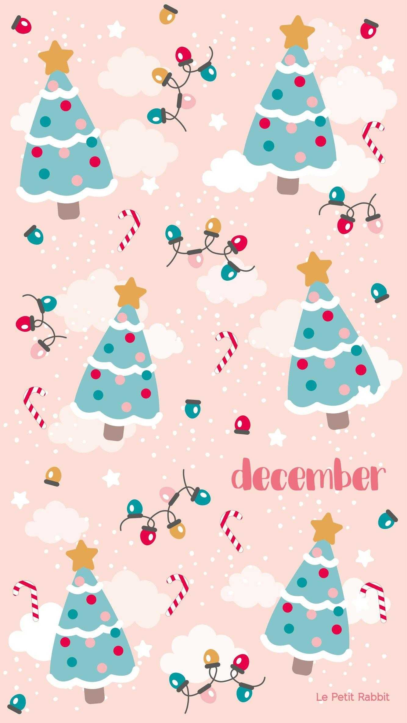 Alberi di Natale pastello rosa, 1334x2367 Full HD Verticale, Smartphone