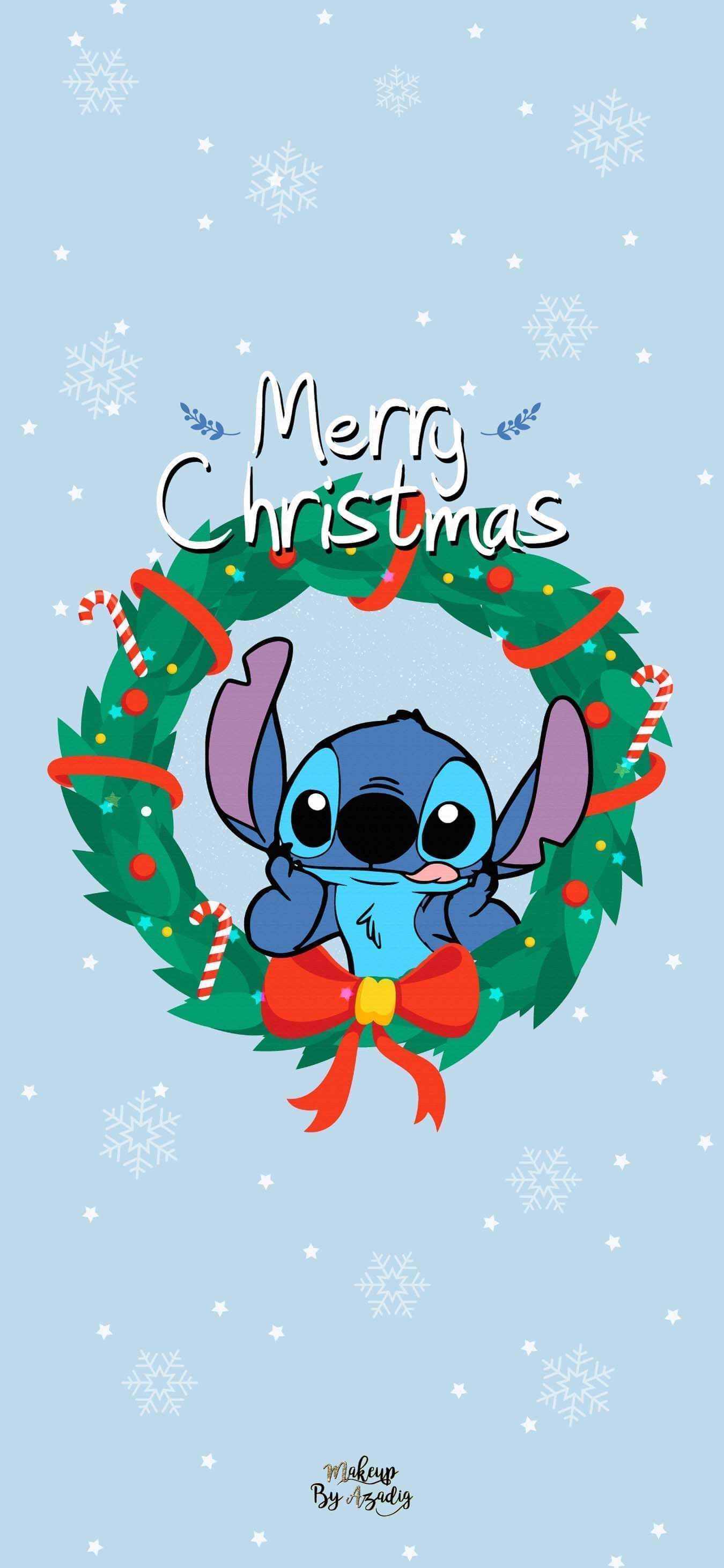Stitch con corona natalizia, 1350x2923 Full HD Verticale, Realme
