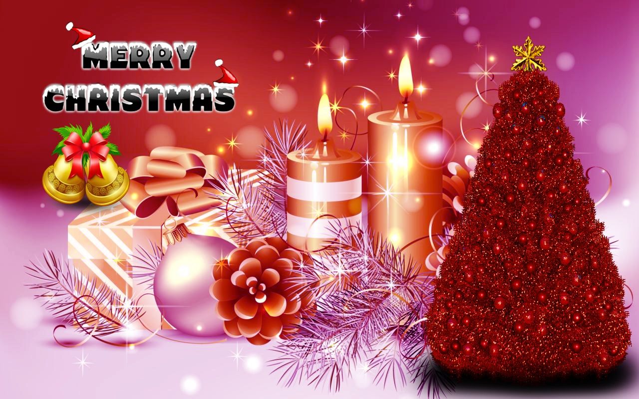 Albero rosso e candele natalizie, 1280x800 720p, Laptop