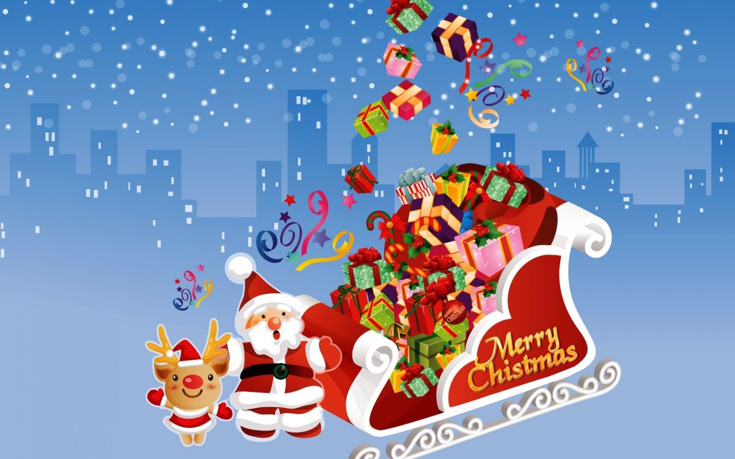 Babbo Natale slitta renna regali, 1440x900 720p, PC