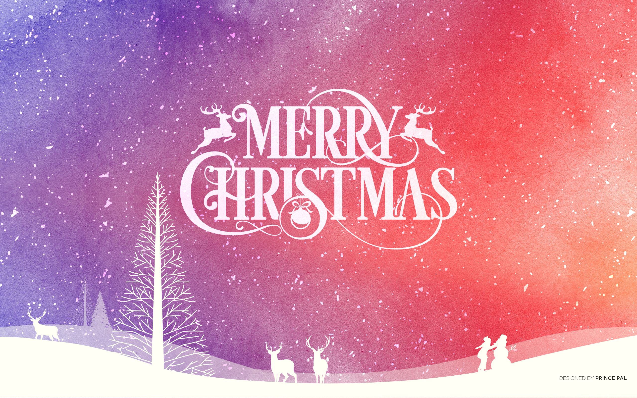 Merry Christmas testo renne neve, 2560x1600 2K, Desktop