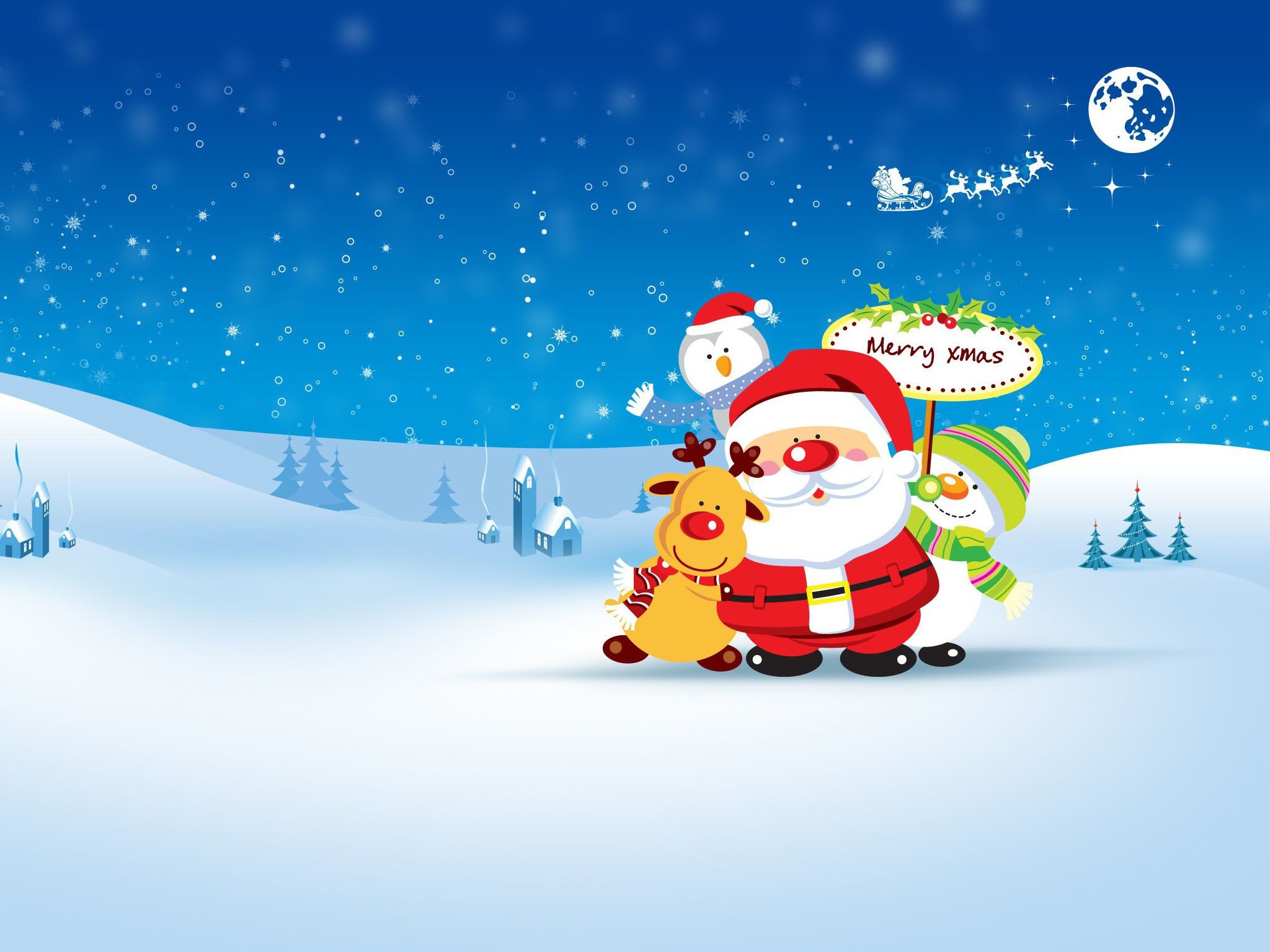 Babbo Natale, renna e pupazzo di neve, 2048x1536 Hi-Res, PC