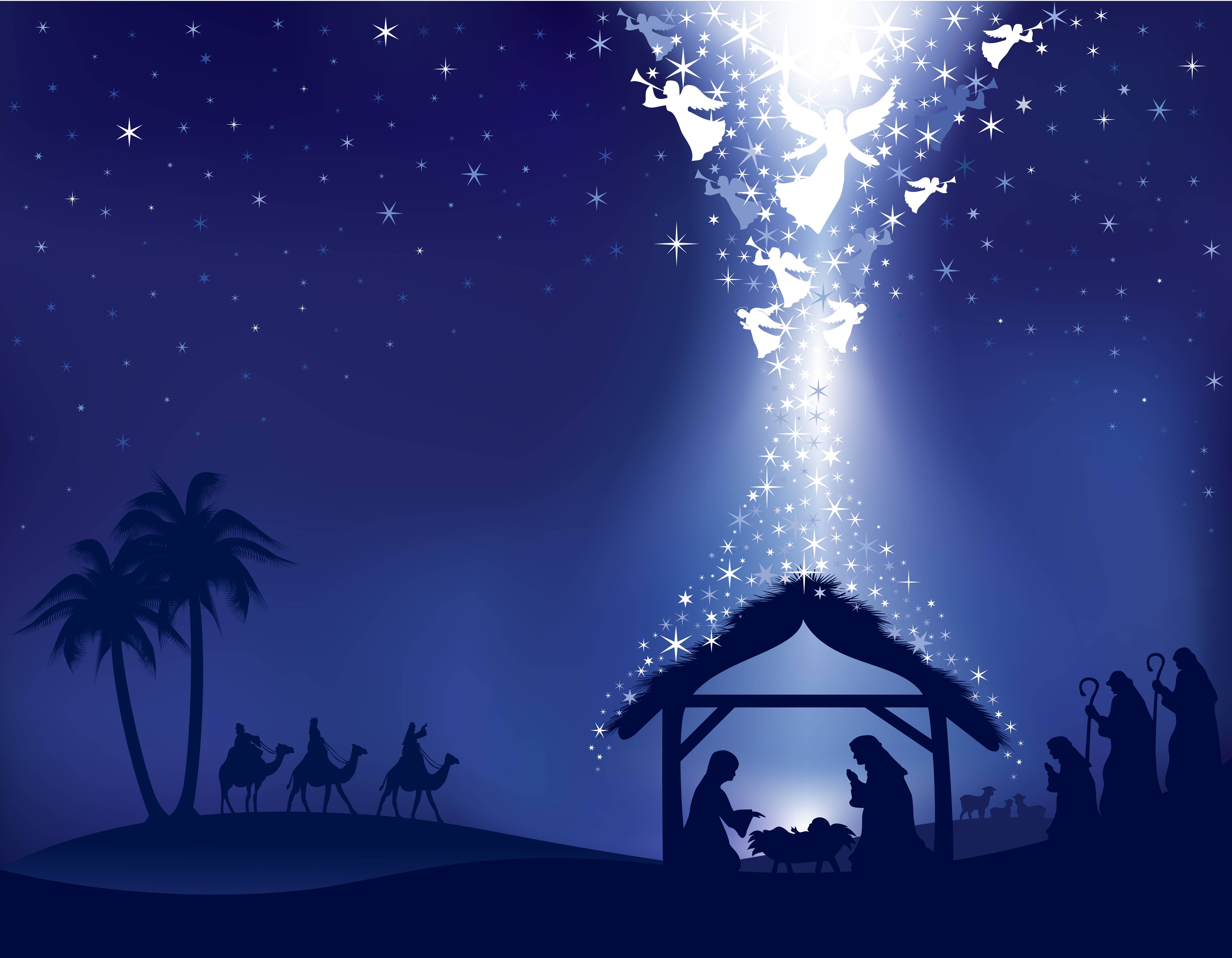 Natività notturna con angeli, 6250x4859 Ultra HD, 4K TV