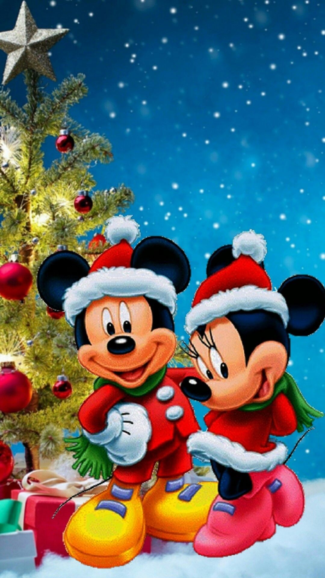 Topolino e Minnie natalizi, 1080x1920 Verticale, Mobile