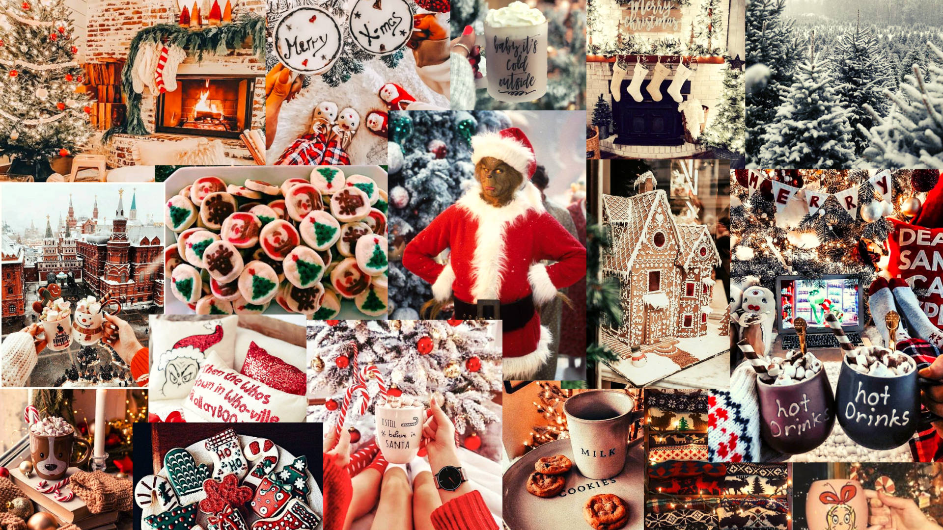 Collage natalizio aesthetic vintage, 1920x1080 1080p, Desktop