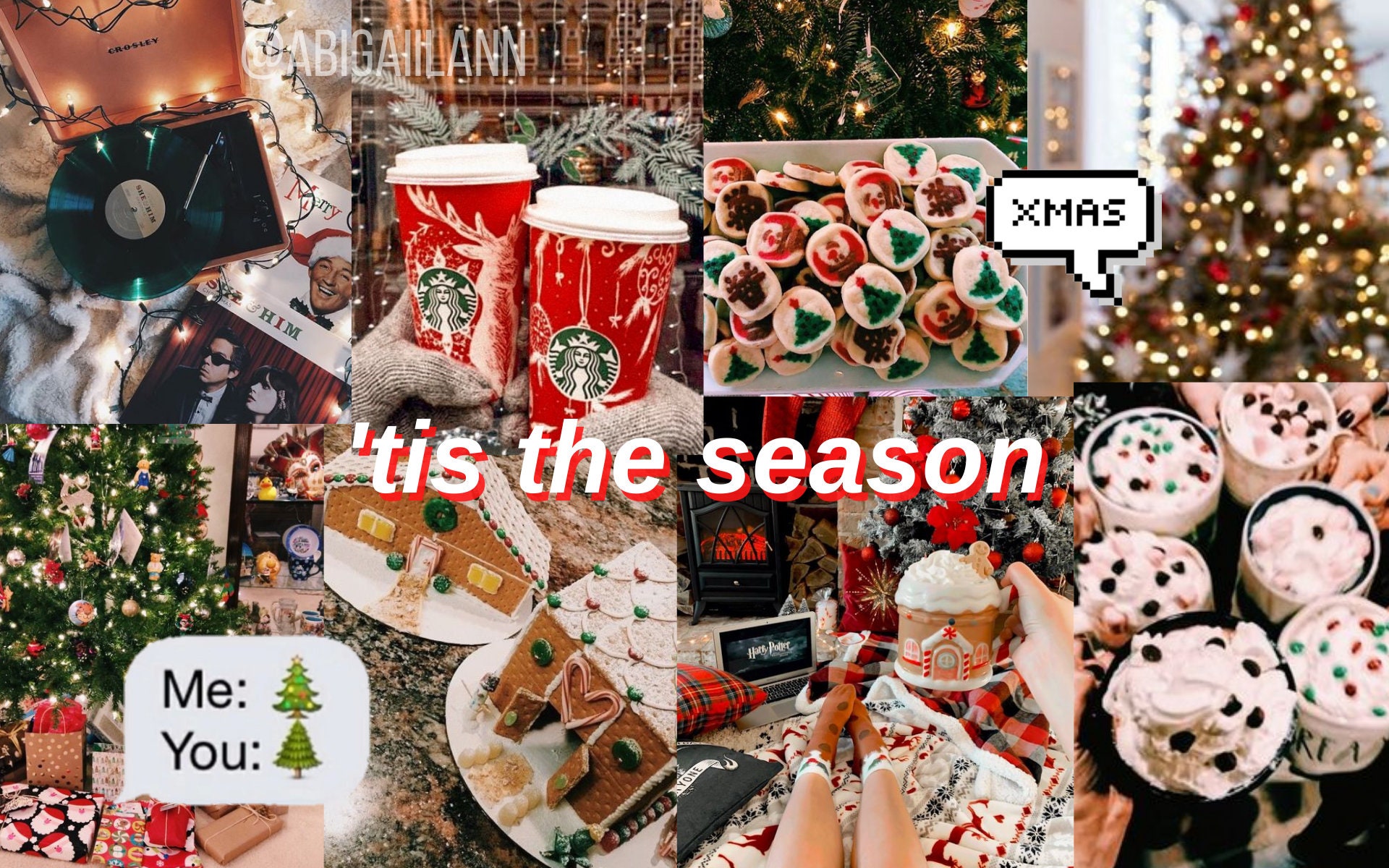 Collage estetico natalizio Starbucks, 1920x1200 Full HD+, Desktop