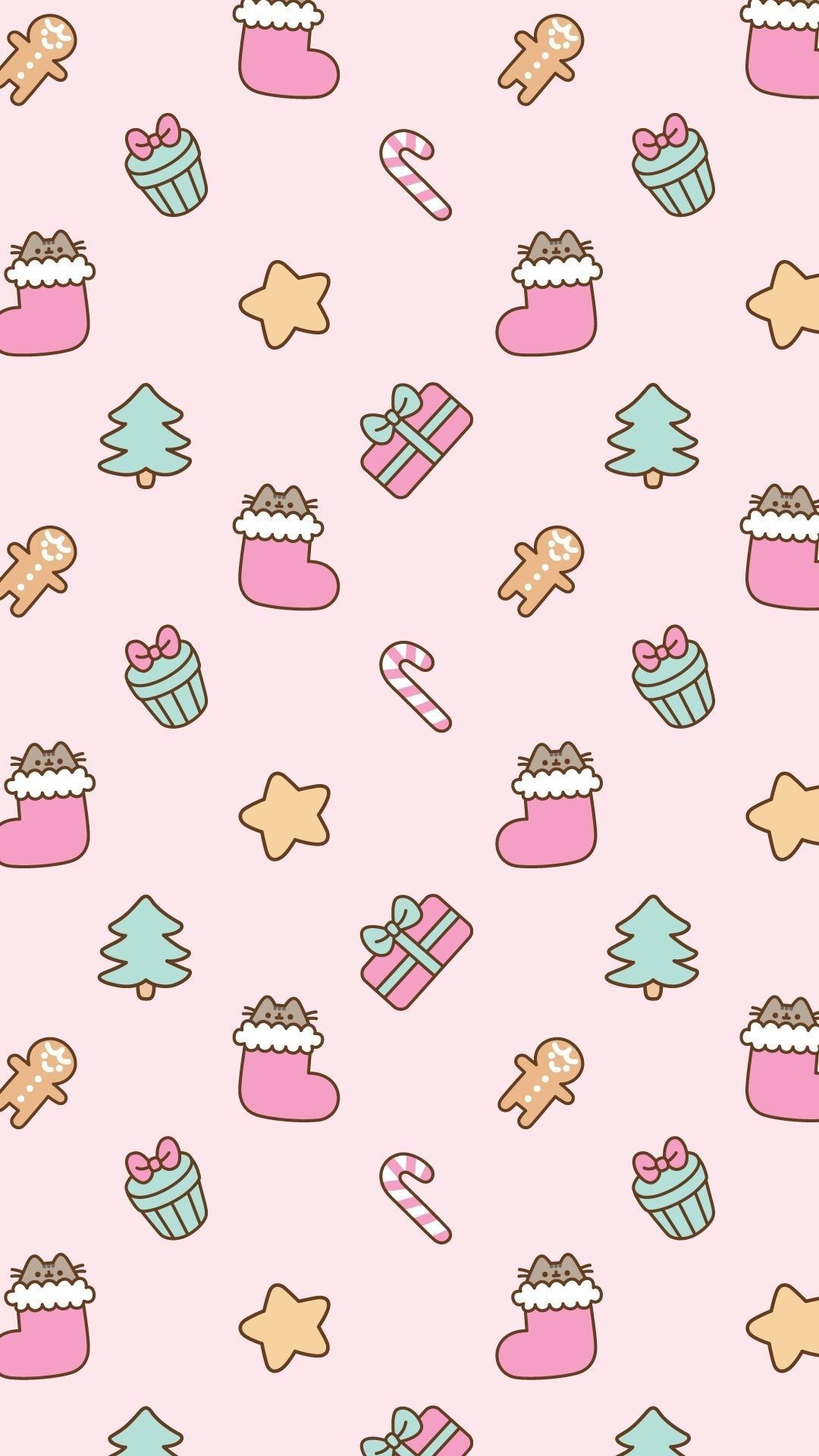 Pattern natalizio rosa pastello, 1080x1920 Full HD Verticale, Smartphone