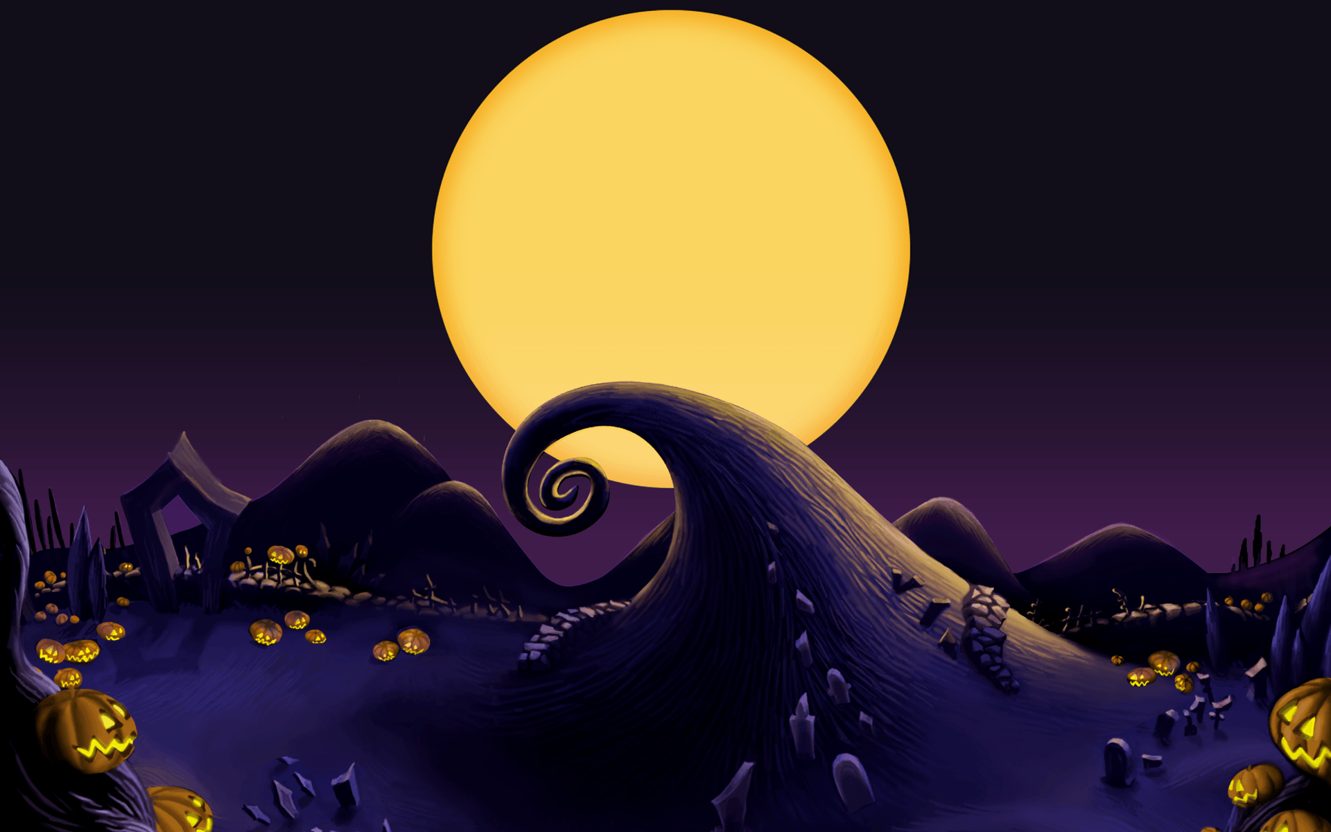 Nightmare Before Christmas collina spirale, Tim Burton, 1920x1200 Full HD+ WUXGA, Desktop