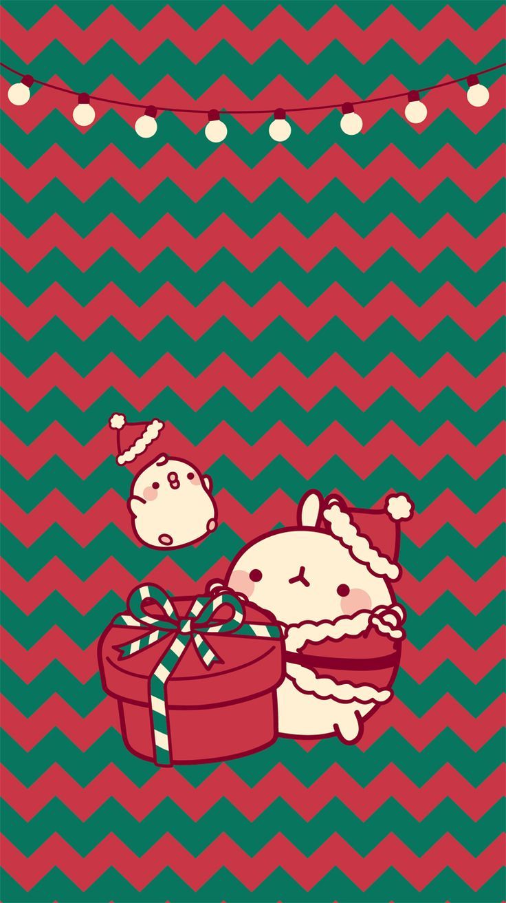 Molang natalizio con regalo, 736x1312 Full HD Verticale, Smartphone